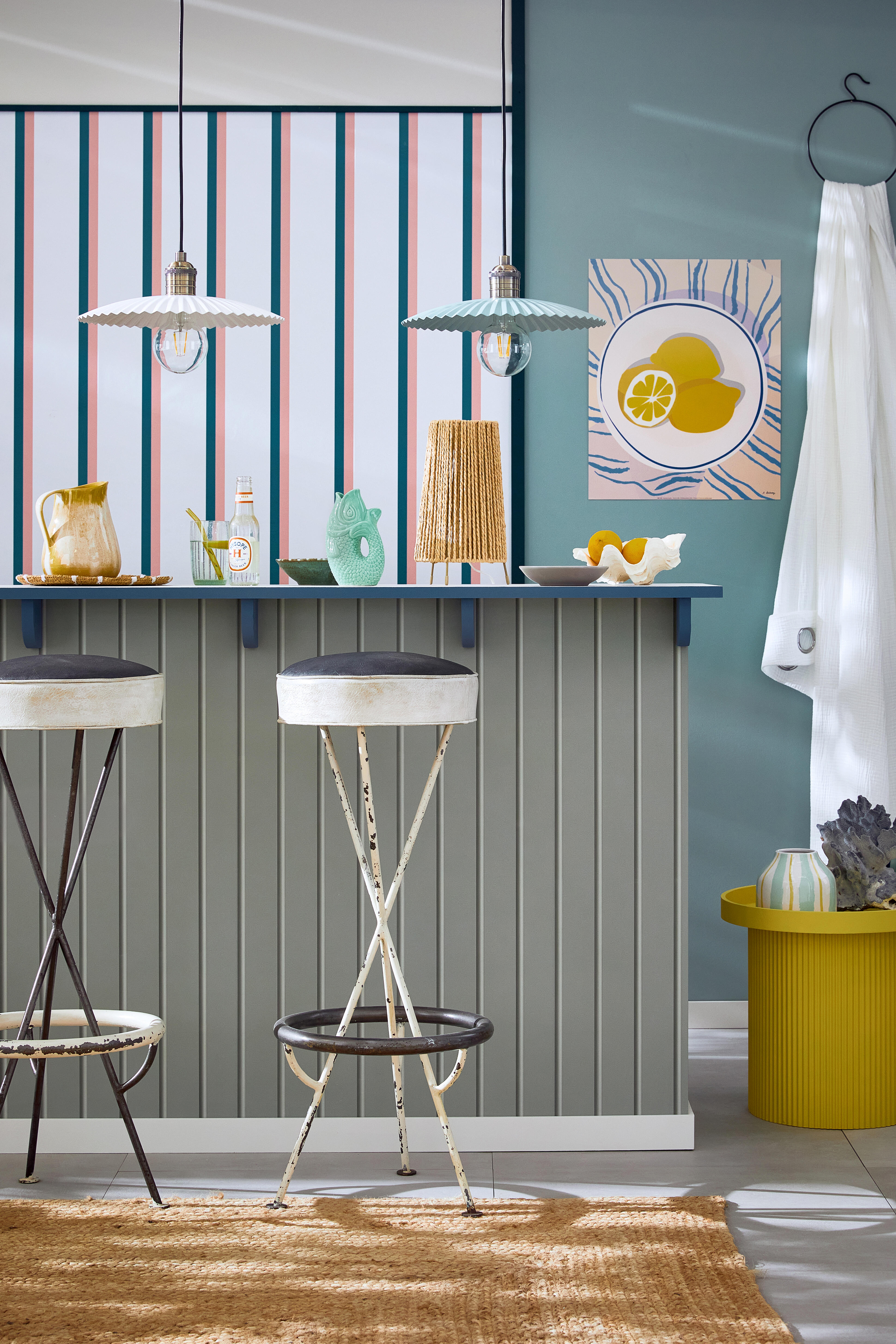 Affiche Citrons d'été, bleu, jaune, blanc EDITIONS BRAUN l.50 x H.40 cm - 2