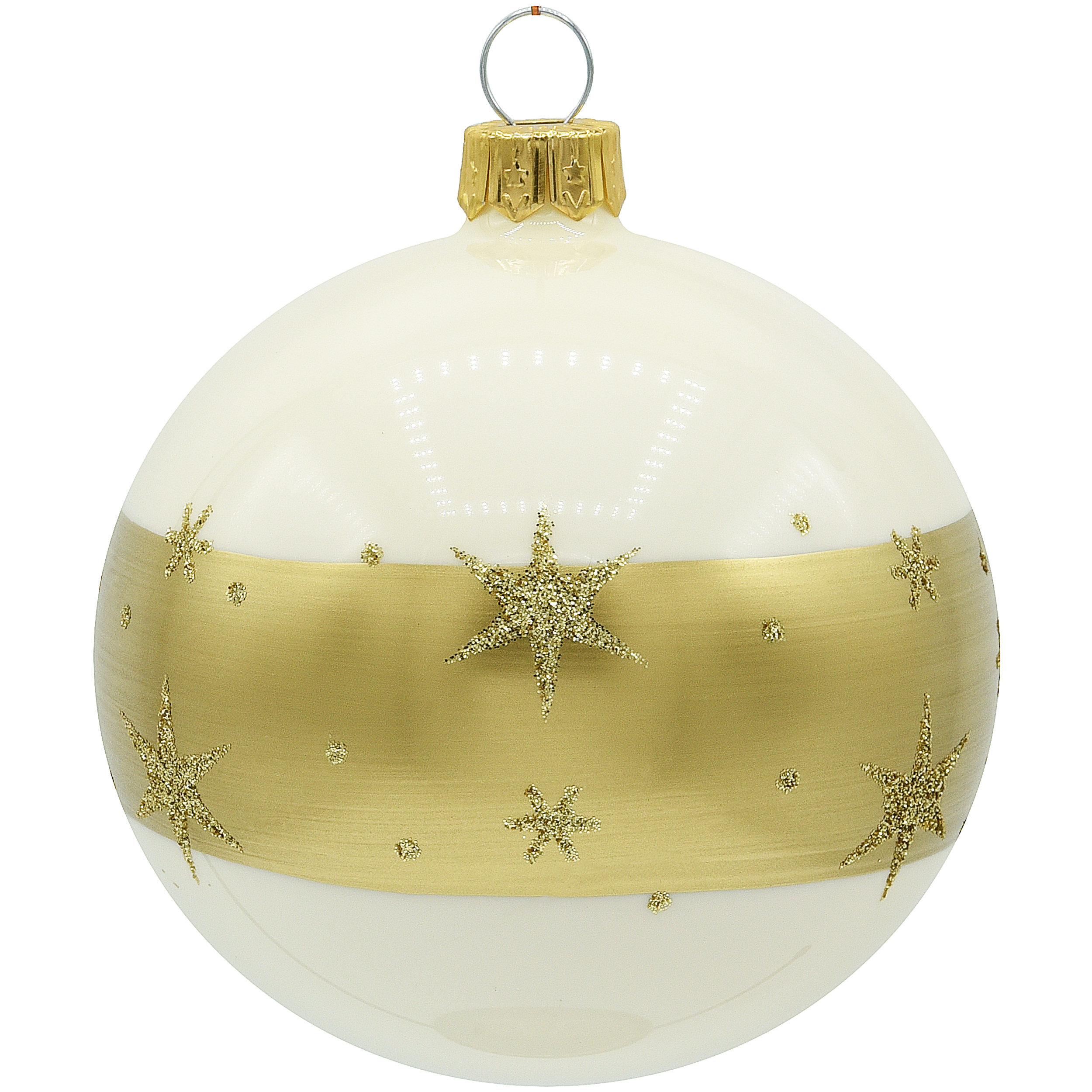 Bombki szklane 8cm 6szt. białe złote dekorowane Vitbis - 5