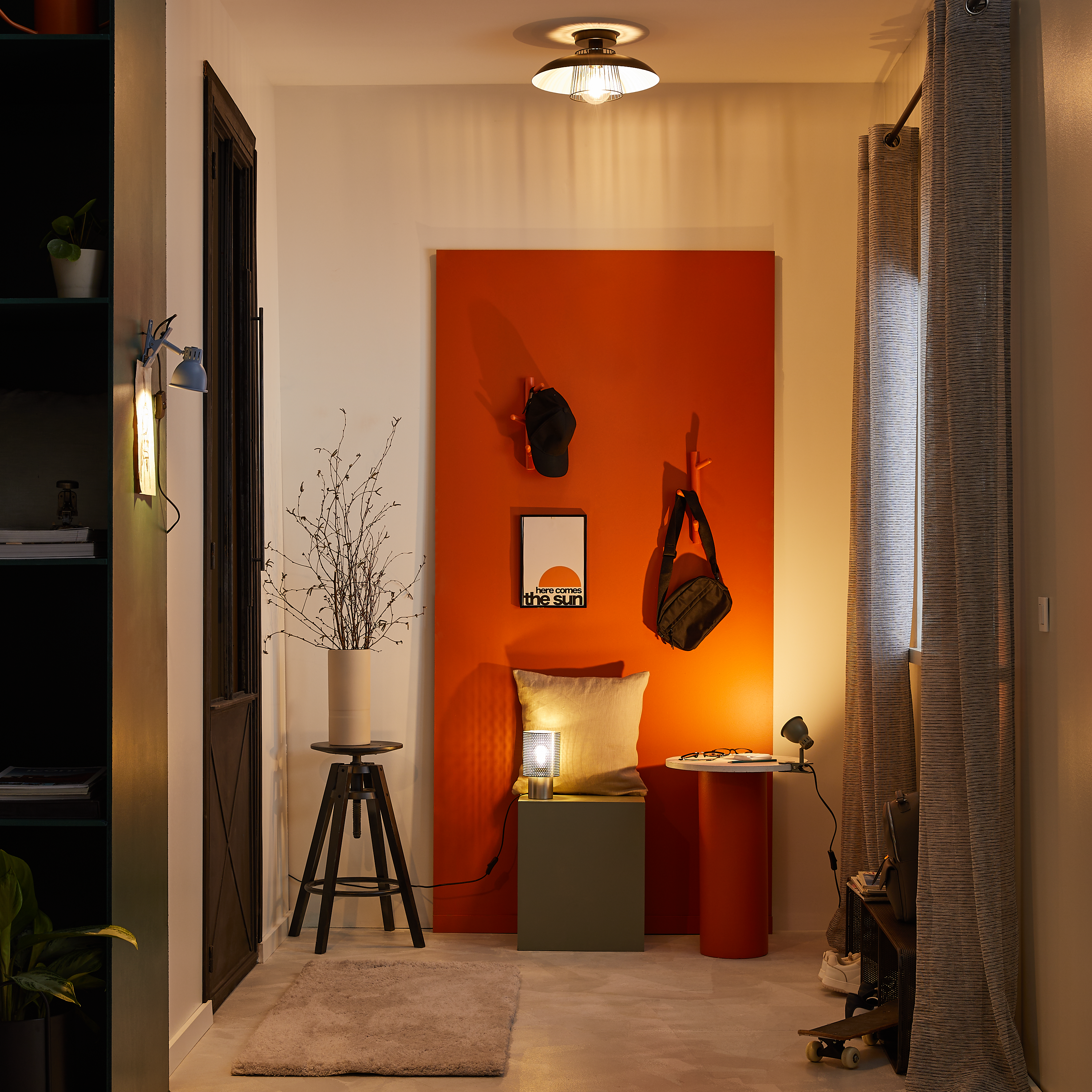 Plafonnier Sitio, métal noir, E27, D.38, INSPIRE - 3