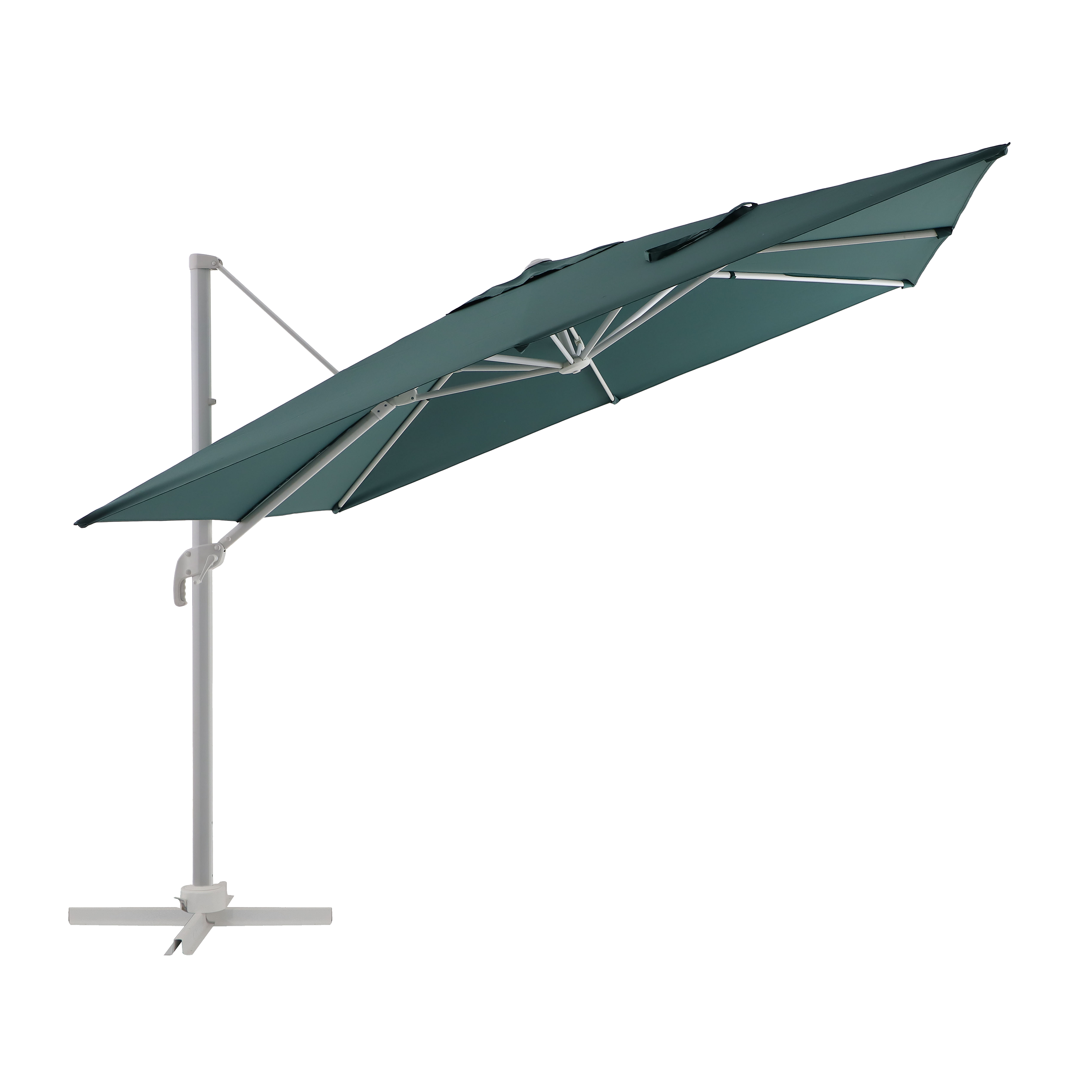 parasol excentrico cuadrado de aluminioacero naterial aura verde 286 cm  4 pies de parasol 14 cuadrado de hormigon de 35 kg antracita