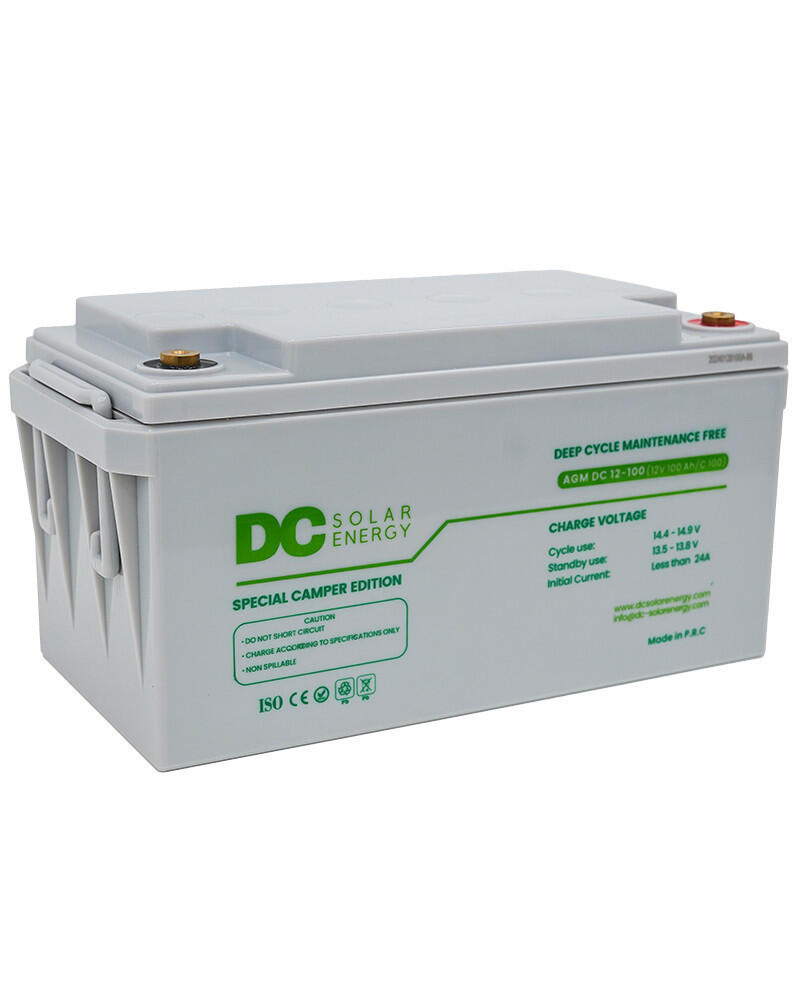 Batería agm para camper sin mantenimiento de 12v y 100ah dc solar