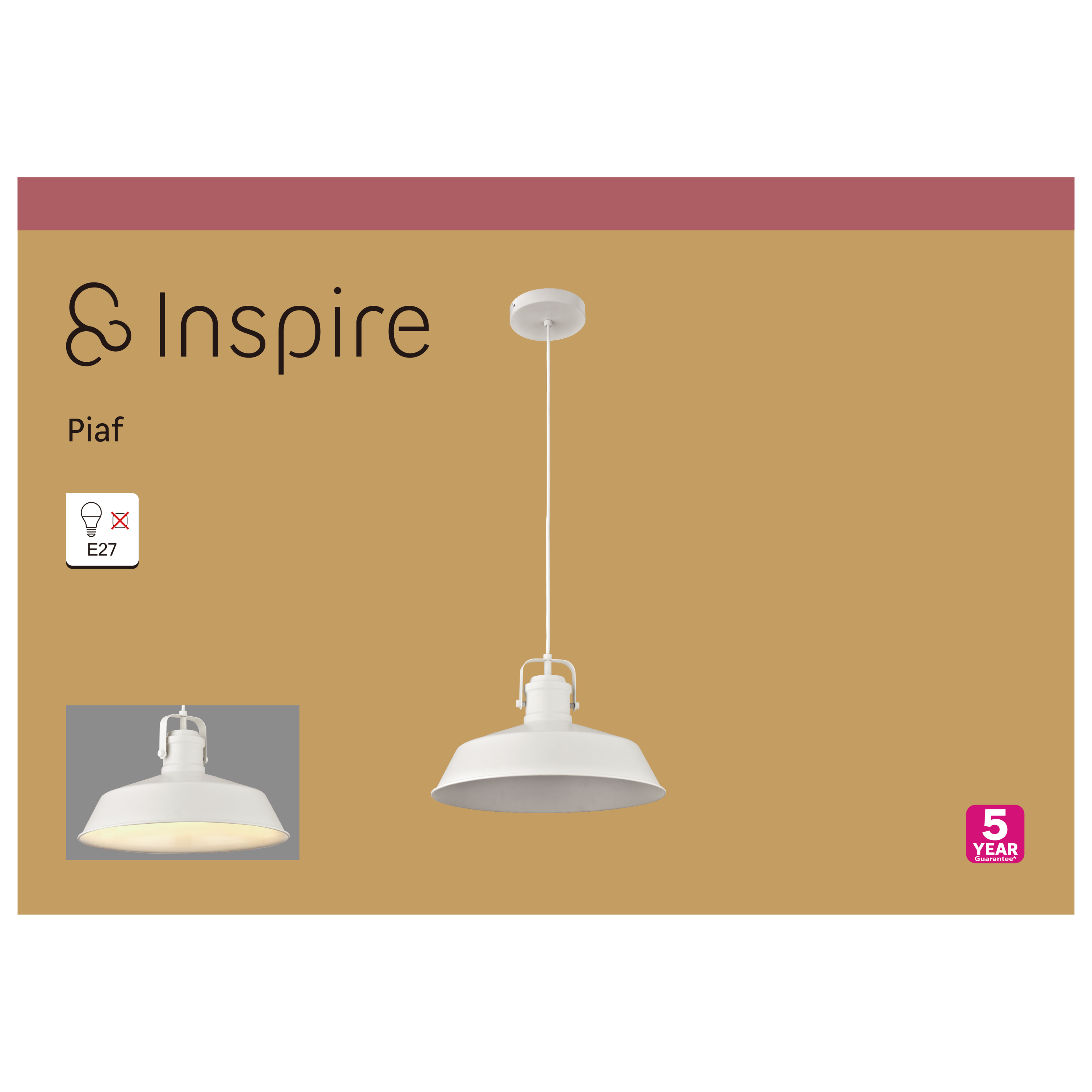 Lampa wisząca Piaf beż E27 Inspire - 9