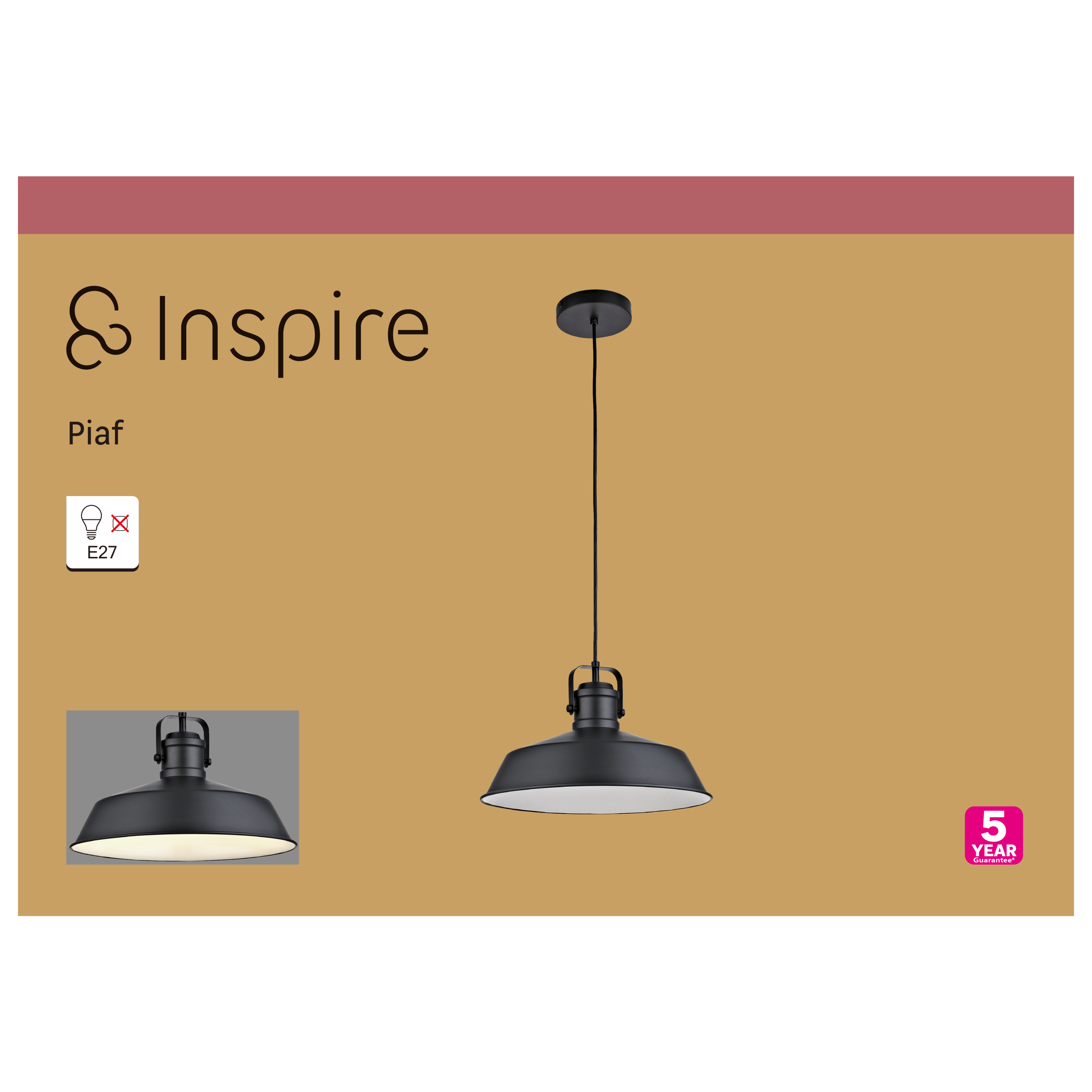 Lampa wisząca Piaf czarna E27 Inspire - 9
