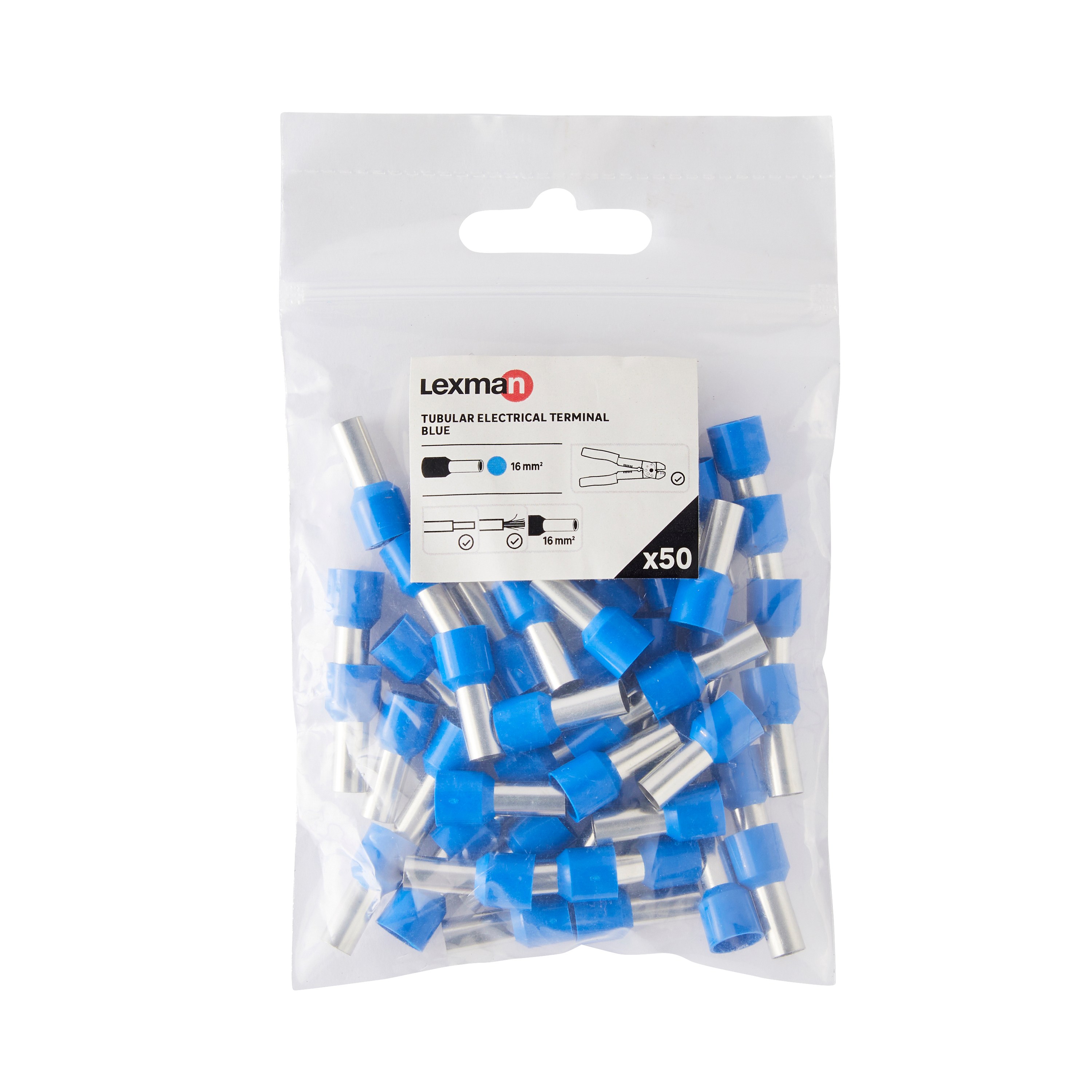 50 terminales punta hueca 16mm lexman - 8