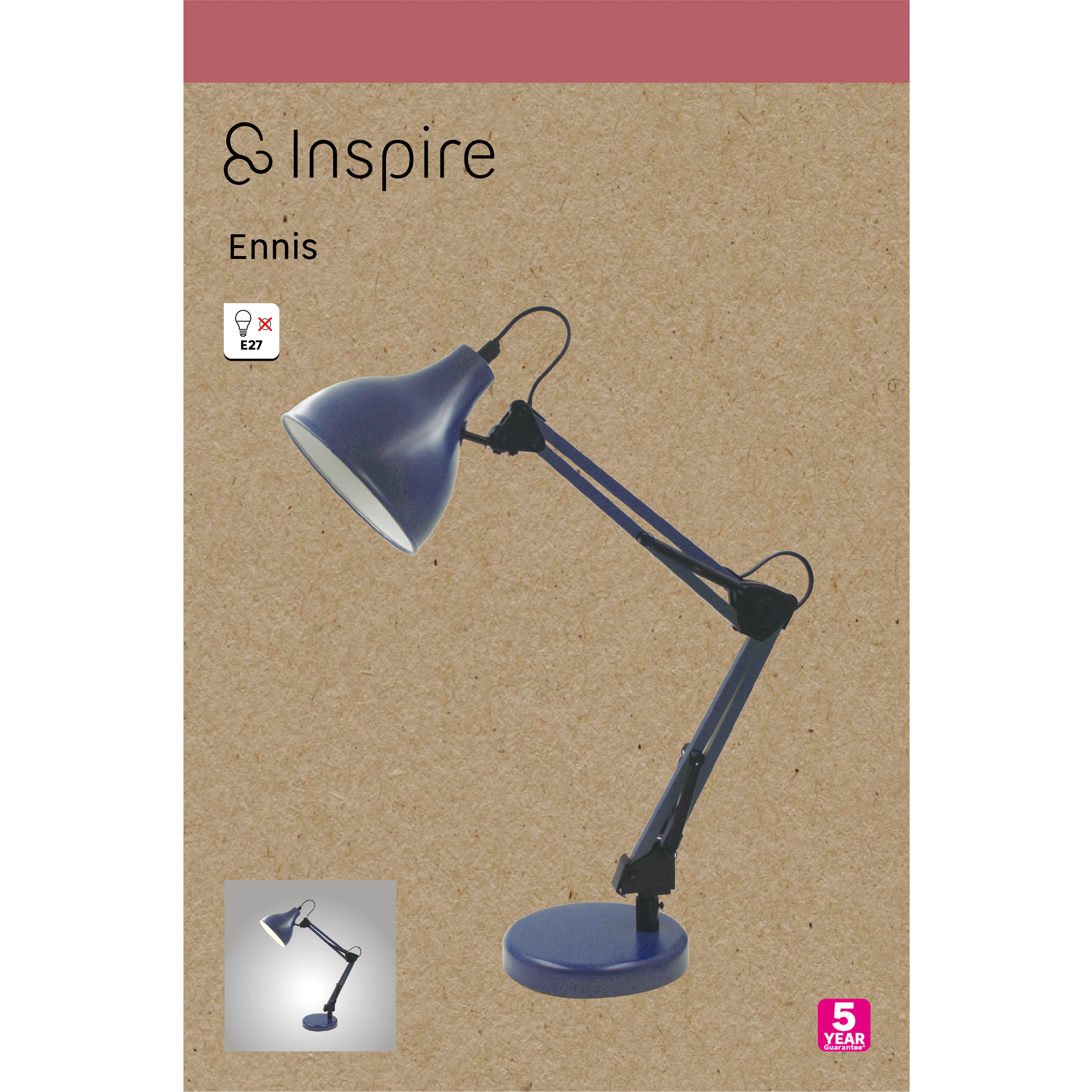 Lampka biurkowa Ennis niebieska E27 Inspire - 9