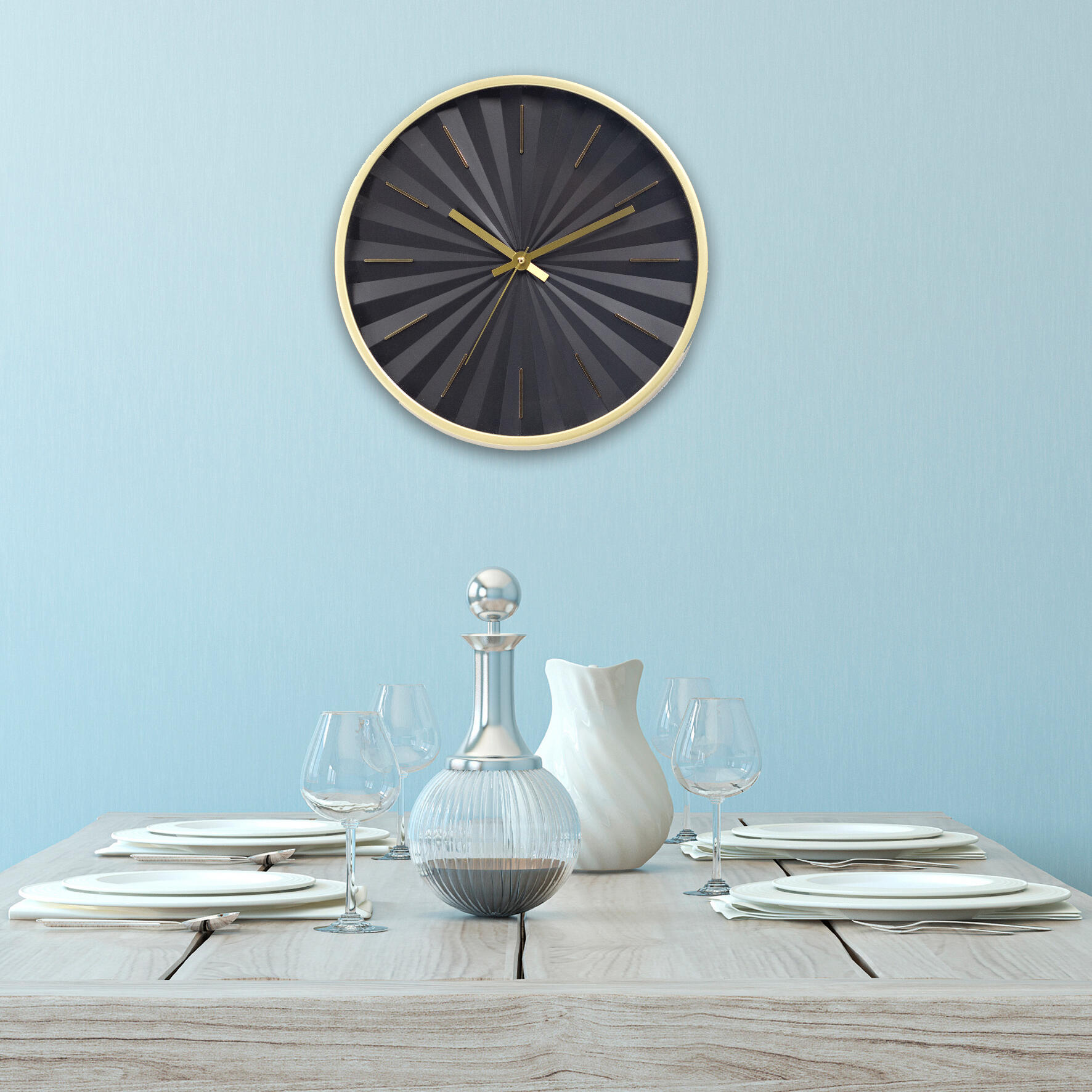 Orologio a parete Plissè in pvc, nero - 2