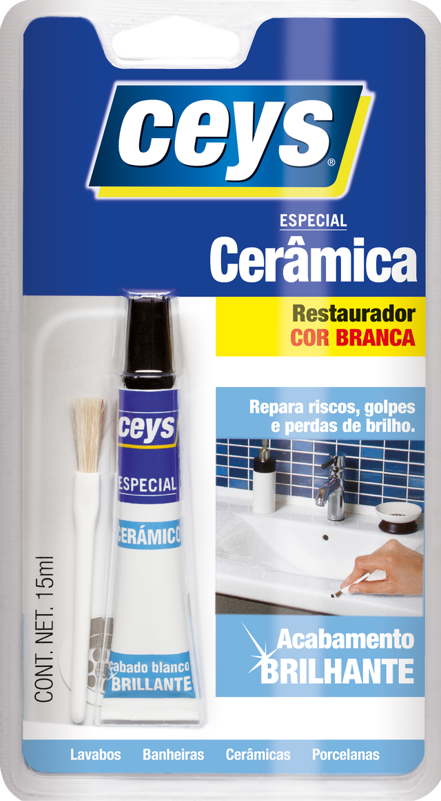 Cola em Esmalte restaurador cerâmico Ceys 15ml branco