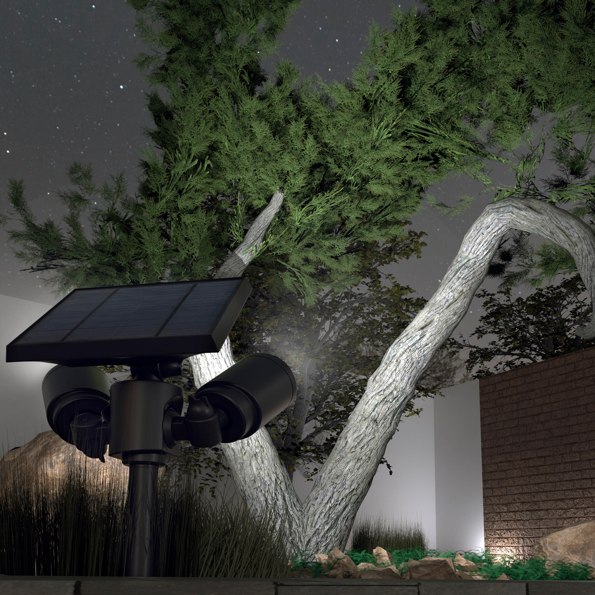 Baliza jardín solar exterior LED negro Orbis Duo IP65 con sensor crepuscular y detector de movimiento - 2