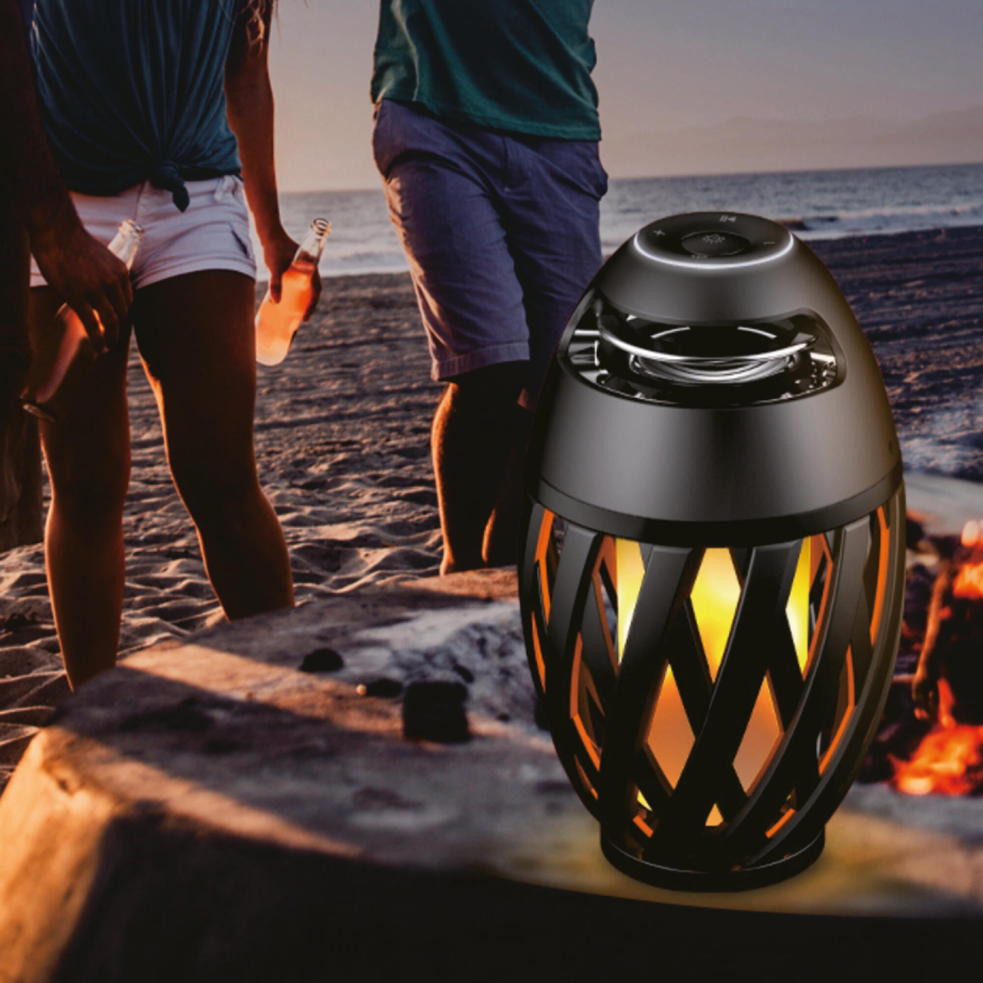 Lámpara de mesa sin cable LED con altavoz bluetooth ARTE CONFORT con estructura negra luz cálida 1700K solar - 3