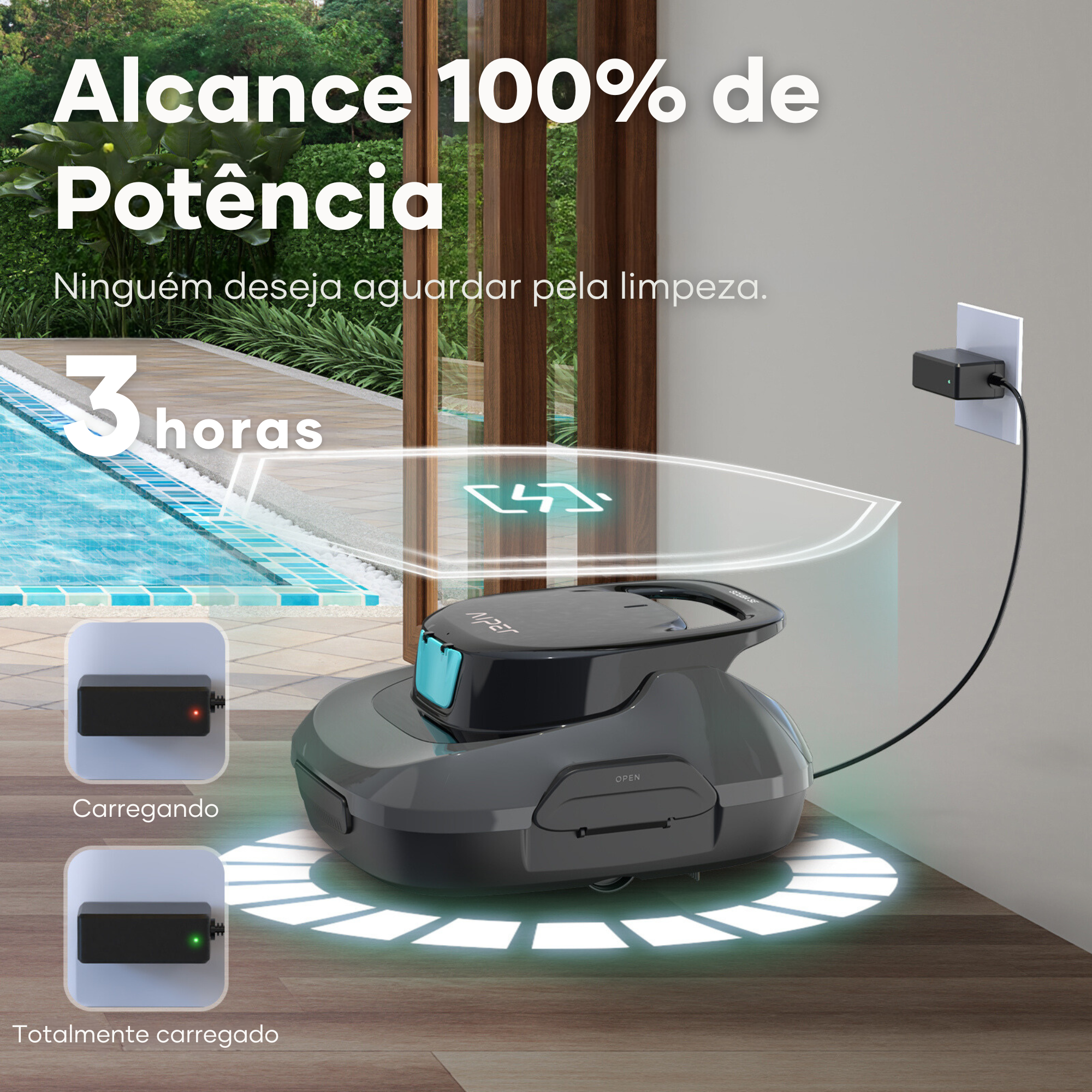 Robot limpa fundos piscina a bateria plano 4500L 180 min Scuba S1 Aiper 2025 - 17