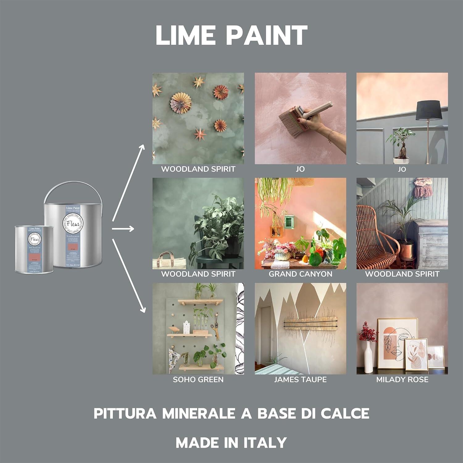 Pittura decorativa a calce Lime Paint FLEUR nuvolato beige james taupe 2.5 l - 5