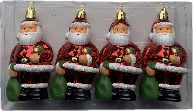Zawieszki na choinkę św. Mikołaje 8.5cm 4szt. komplet