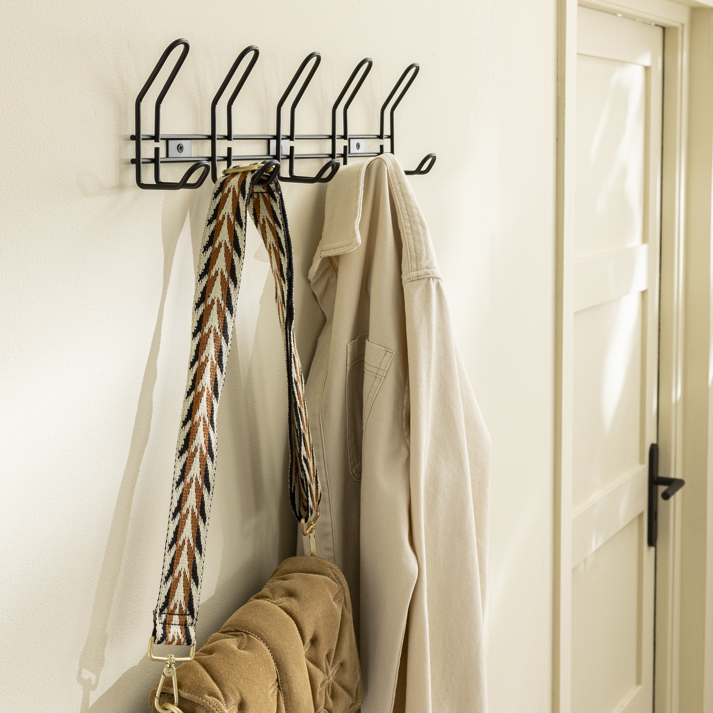 Perchero de pared SPACEO Livia negro con 5 ganchos dobles - 6