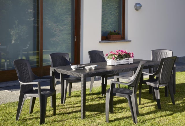 Set tavolo e sedie Prince antracite per 6 persone