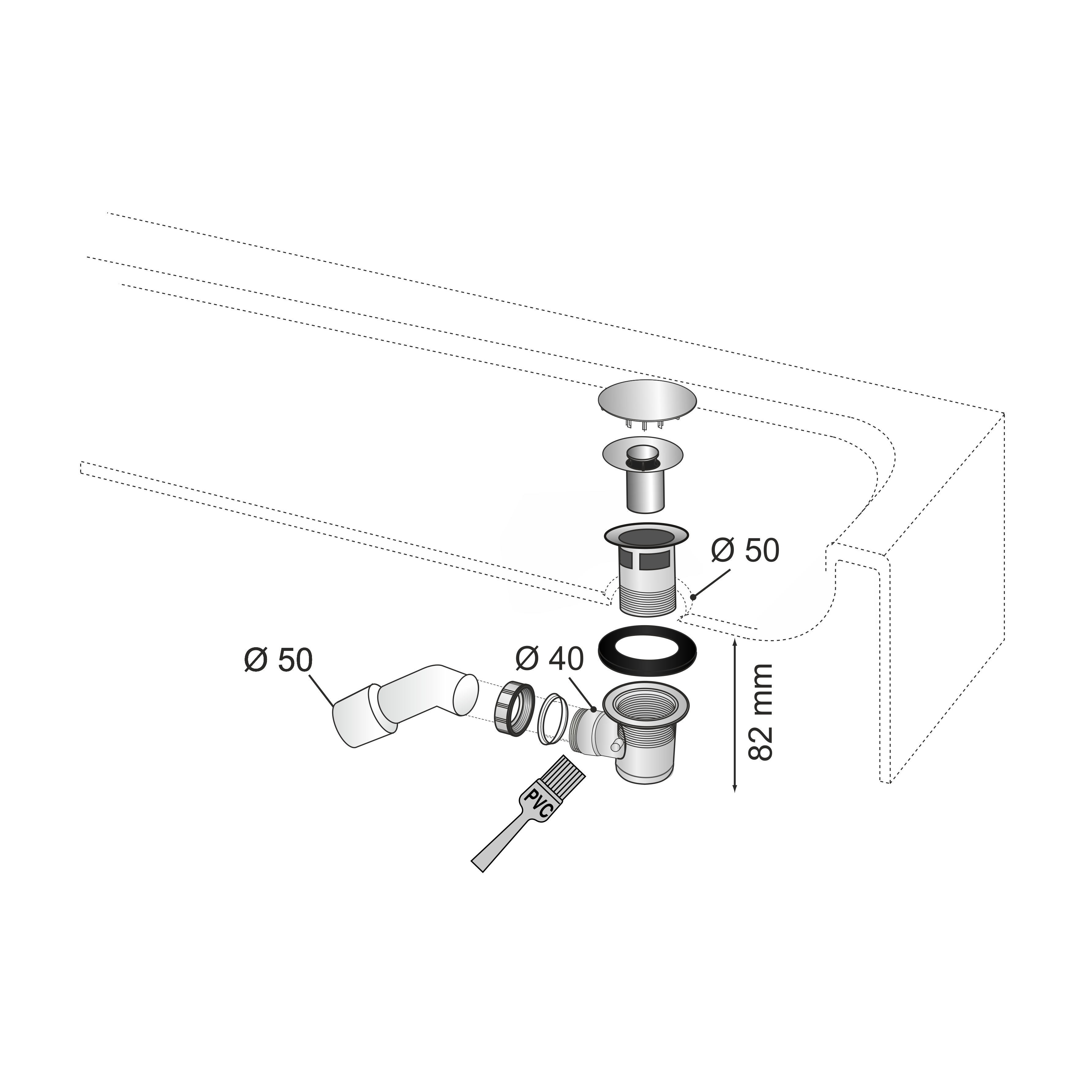 Syfon brodzika 50 mm chrom WIRQUIN - 2