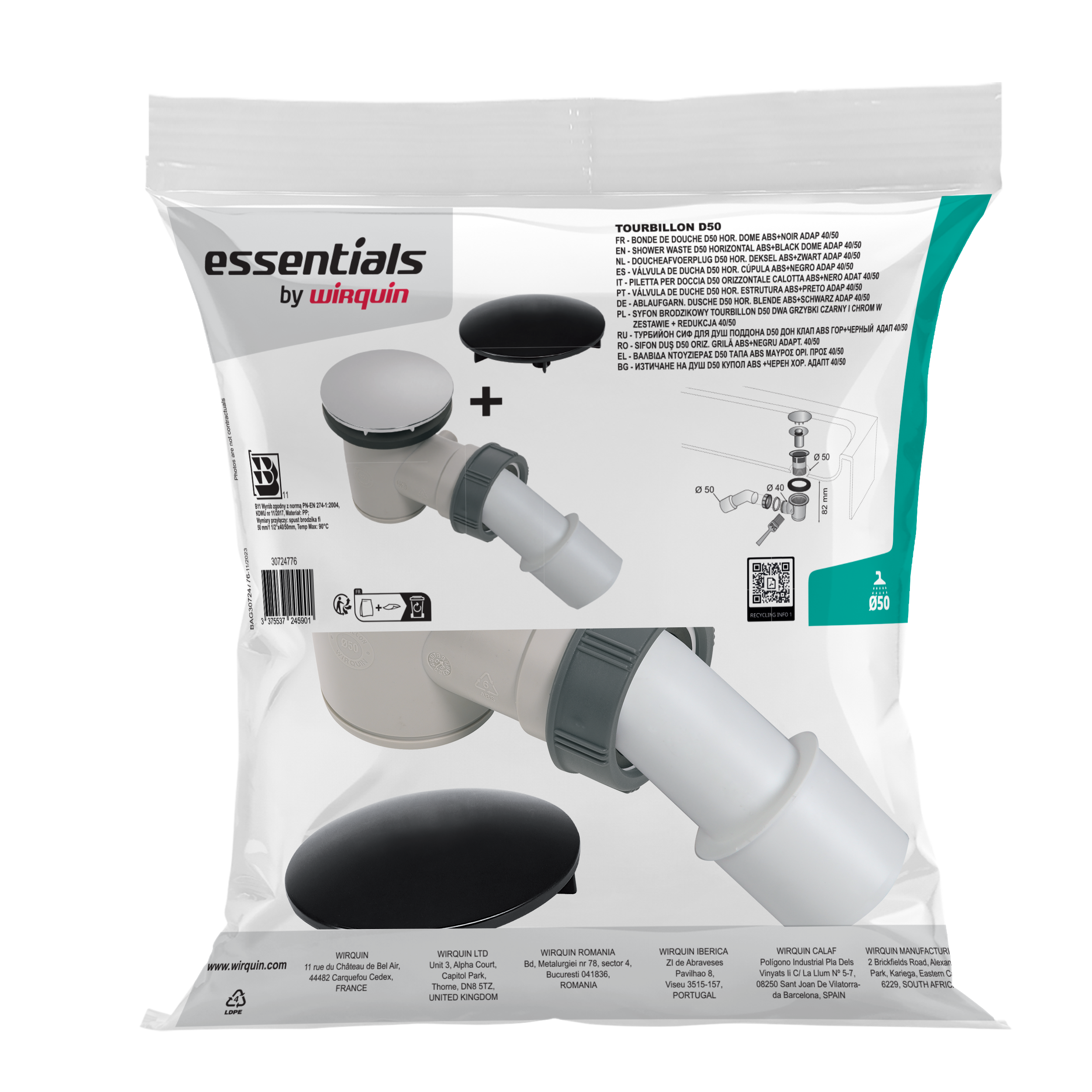 Syfon brodzika 50 mm chrom WIRQUIN - 7