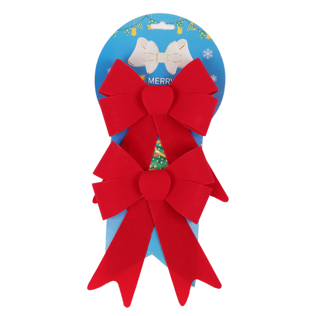 Zawieszka na choinkę kokardka 13x16cm welurowa czerwona