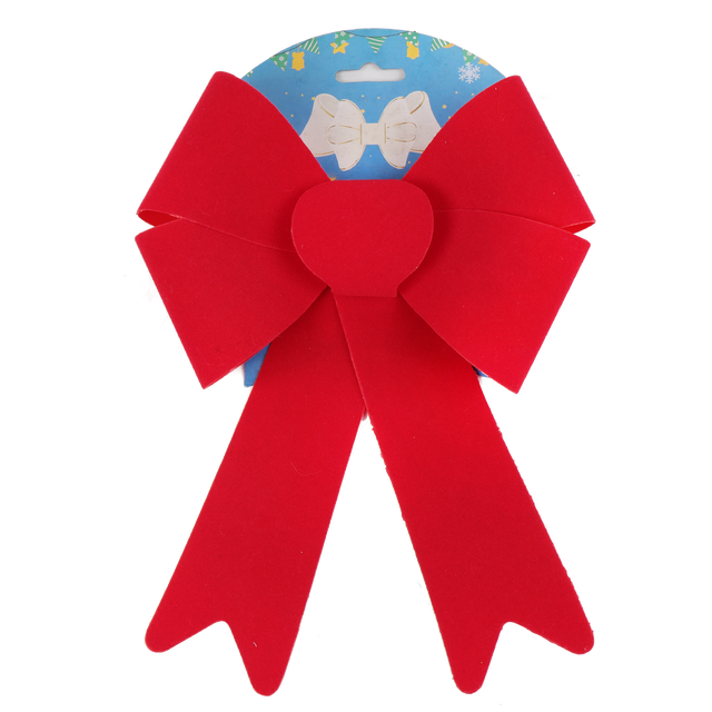 Zawieszka na choinkę kokardka 18x22cm welurowa czerwona
