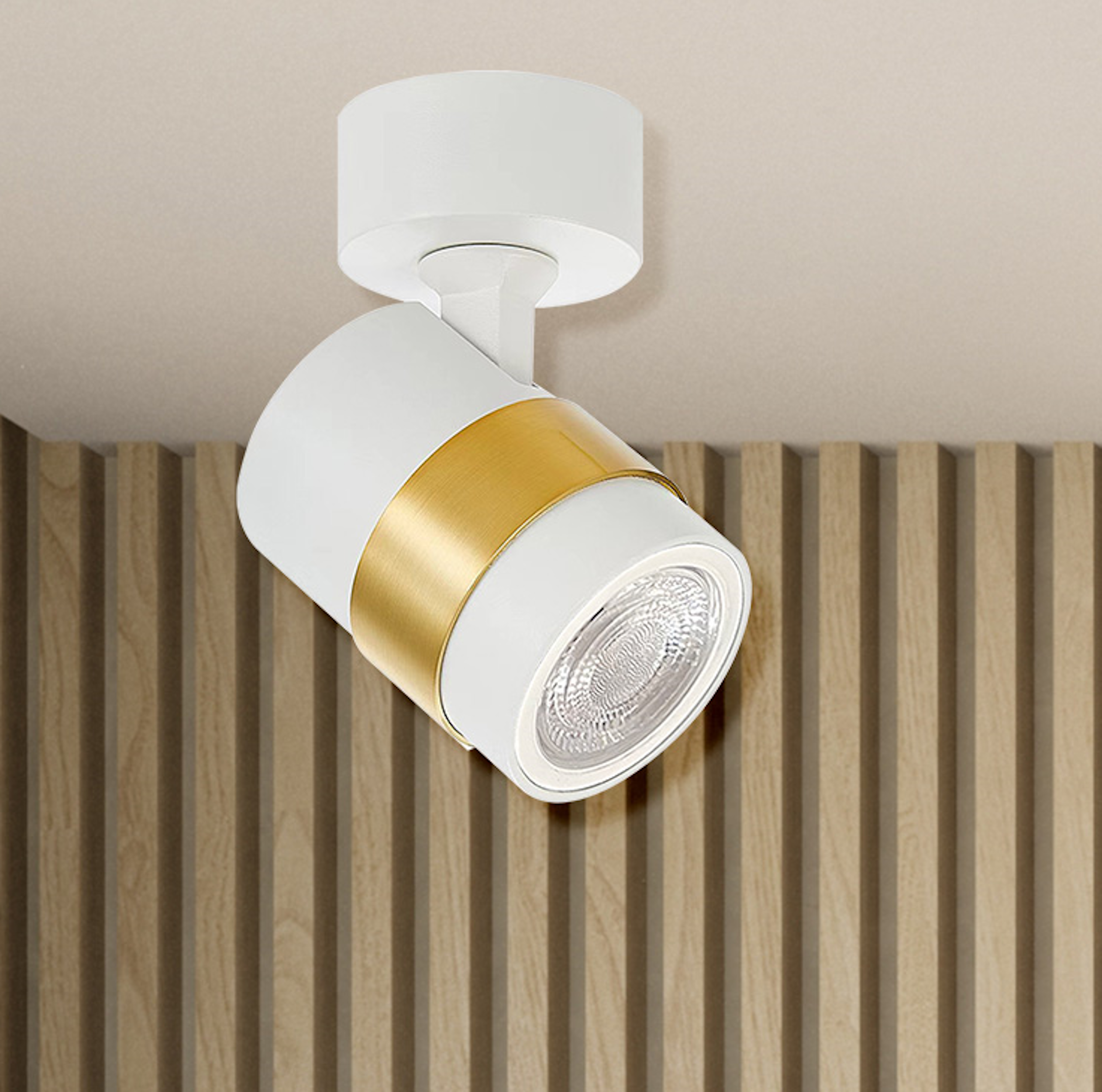 Foco decorativo 1 luz gu10 de aluminio blanco anillo ø8 cm