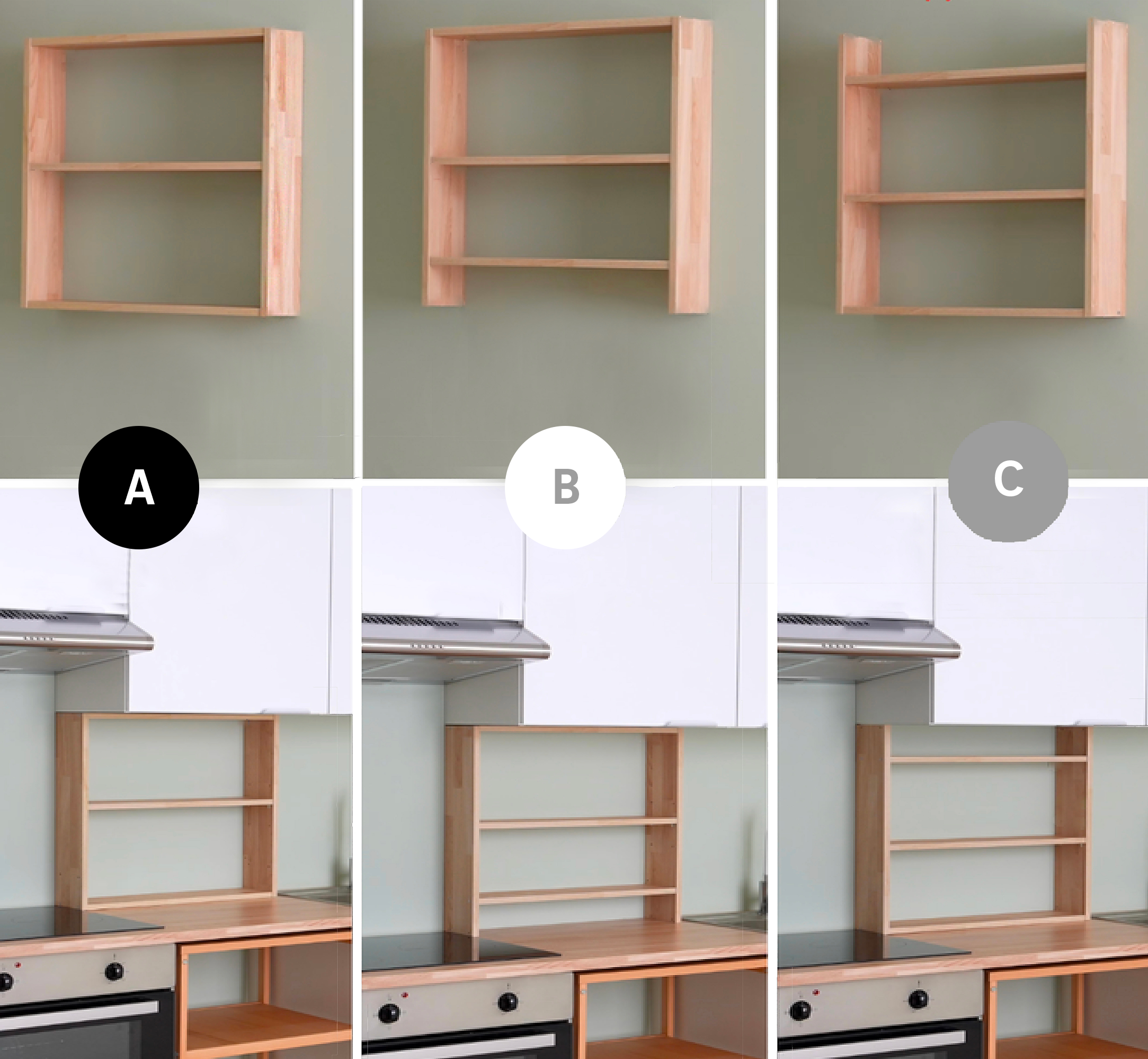 Etagère murale Eleki effet bois, H.58 x L.60 cm x P.14.5 cm, Ep.1.6 cm - 2