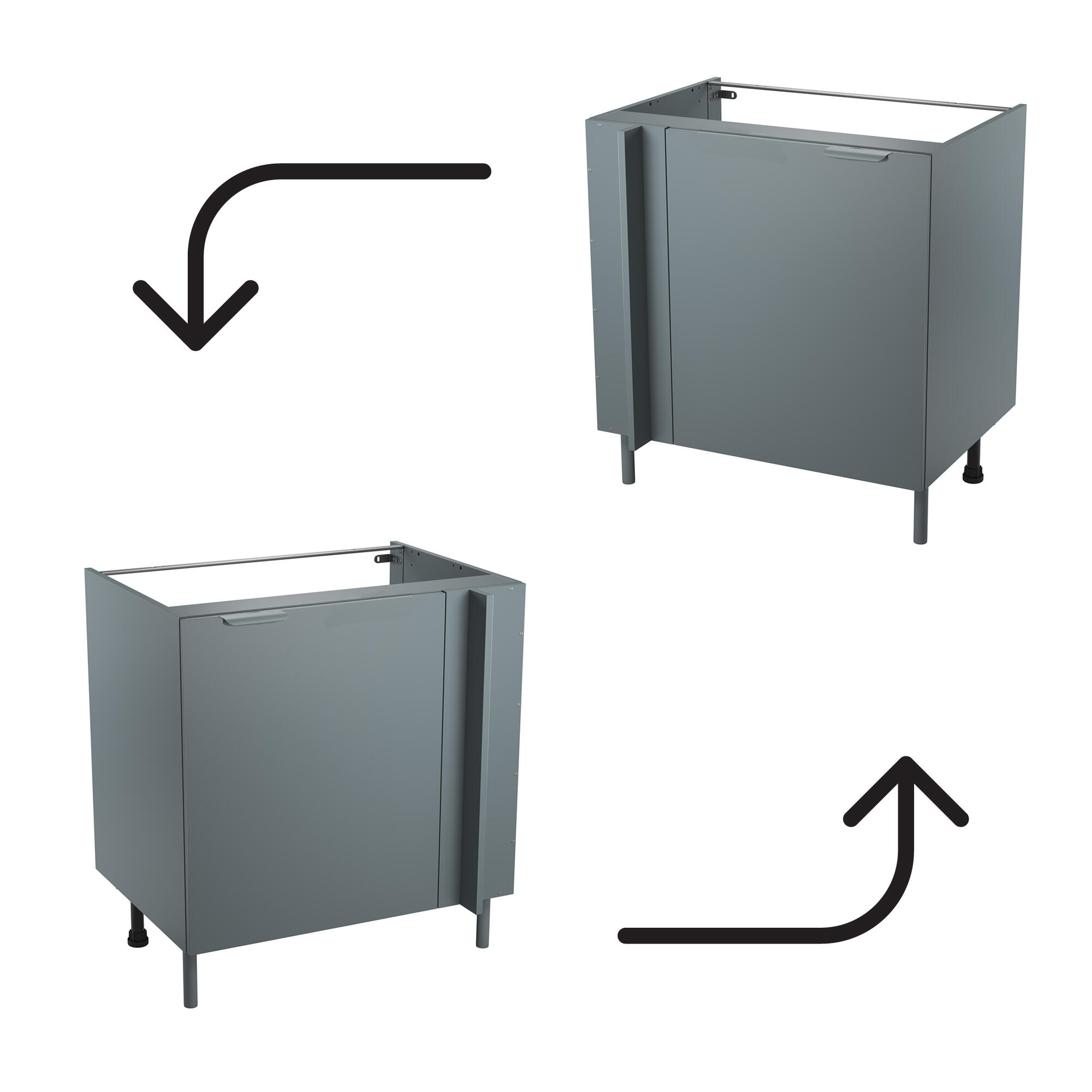 Mueble bajo de rincon de cocina Eleki Gris 1 puerta H 87.1 x L 60 cm - 2