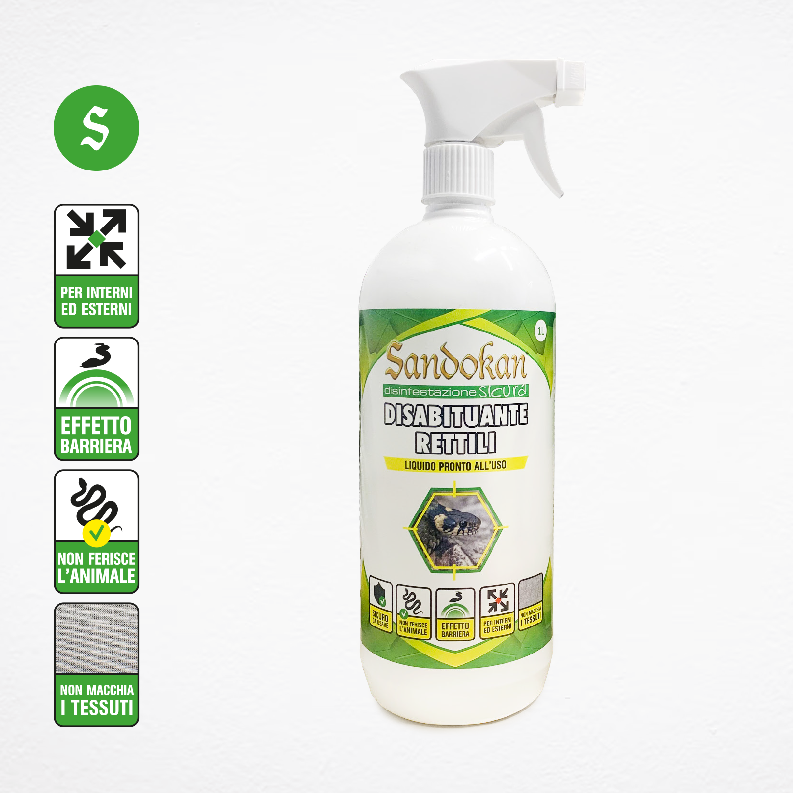 Disabituante per rettili SANDOKAN liquido pronto all'uso 1L - 3