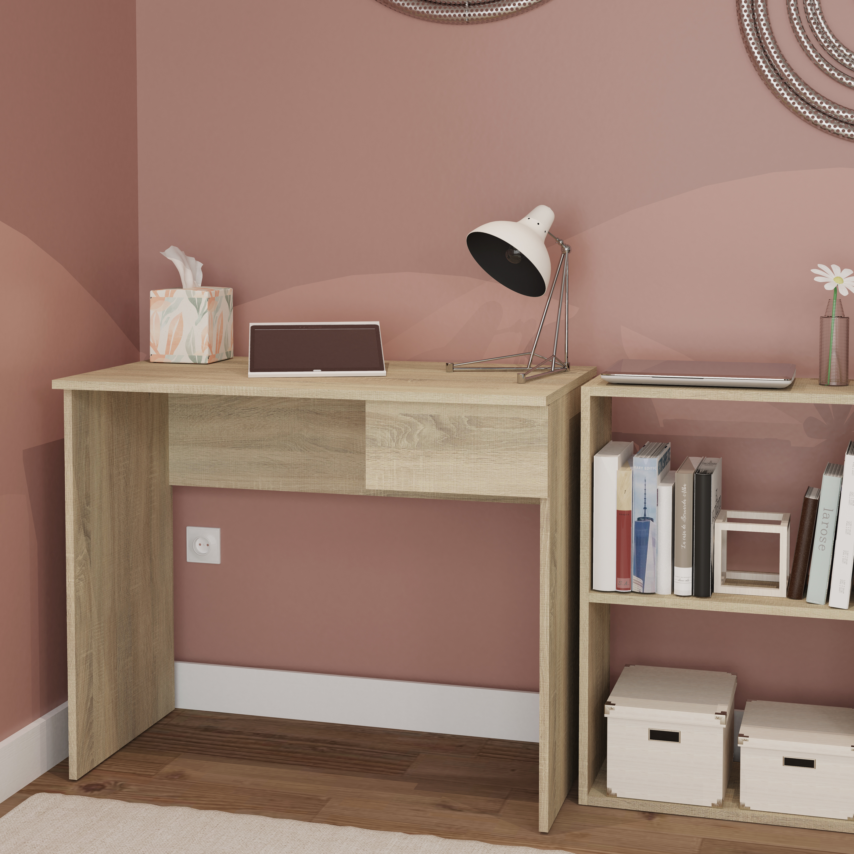 Mesa de escritorio de tablero de partículas aglomeradas eko roble de x75x9050cm