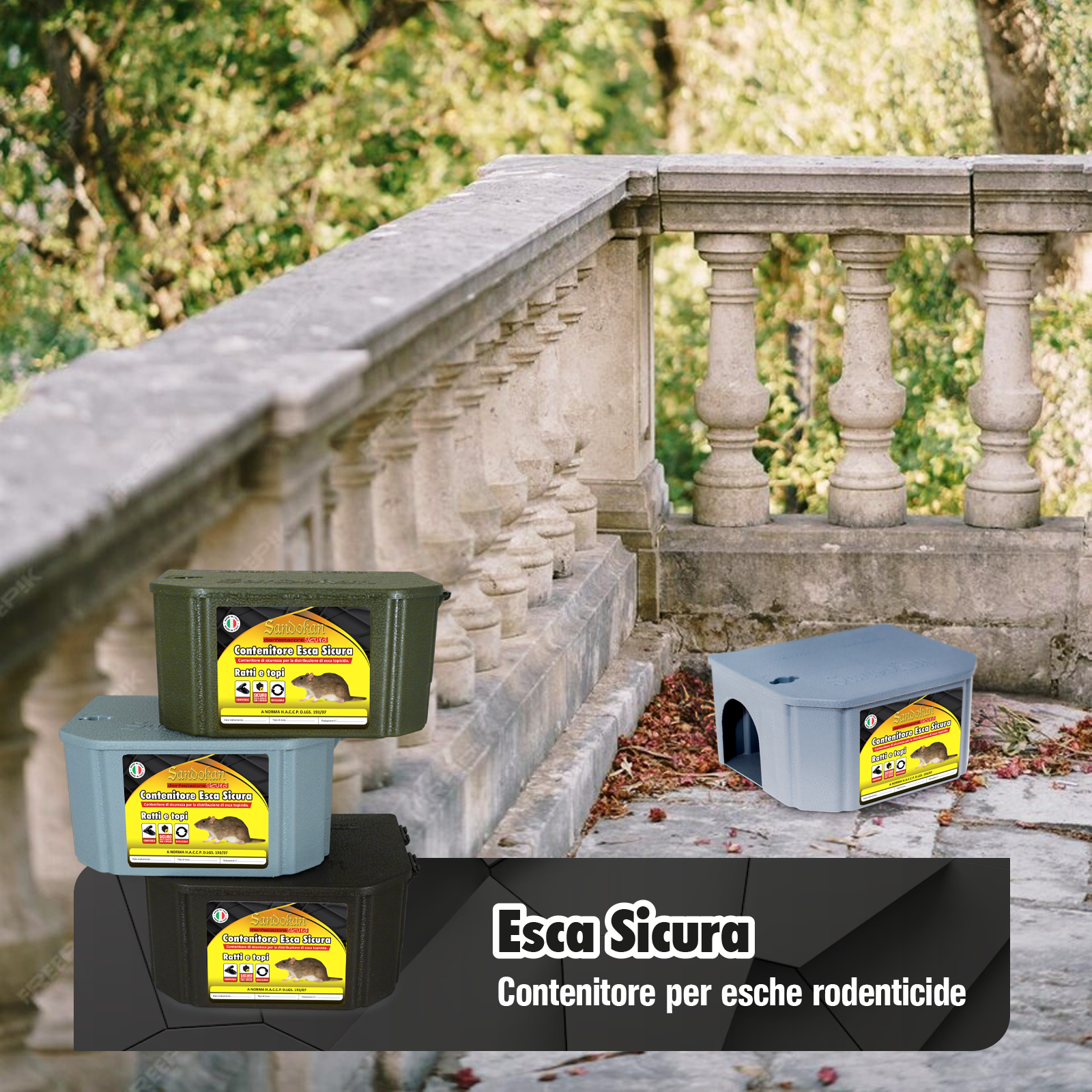 Diffusore per ratto e topo SANDOKAN contenitore esca topicida con chiave - 2