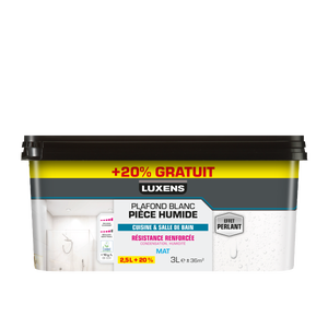 Peinture plafond blanc mat LUXENS Pièces humides 2.5L+20% gratuit