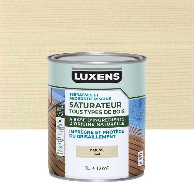 Saturateur pour bois extérieur LUXENS Biosourcée naturel mat 1 l