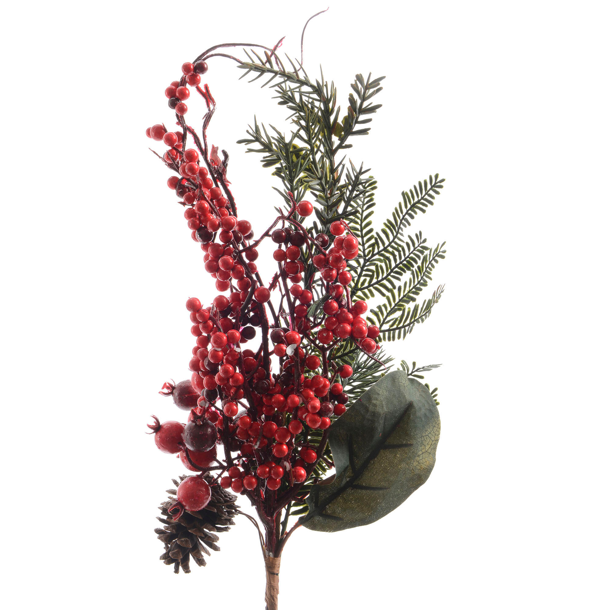 Rama navideña con bayas rojas ø 50 cm