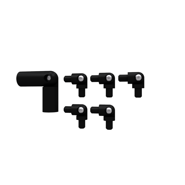 Kit angle 9005 BLACK MC (x1), tubes (x5)