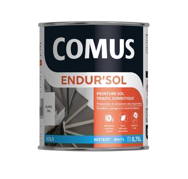 Peinture sol trafic domestique gris ciment 0,75 L Endur'sol - COMUS