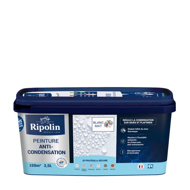 Peinture anti-condensation acrylique satin blanc 2,5 L - RIPOLIN