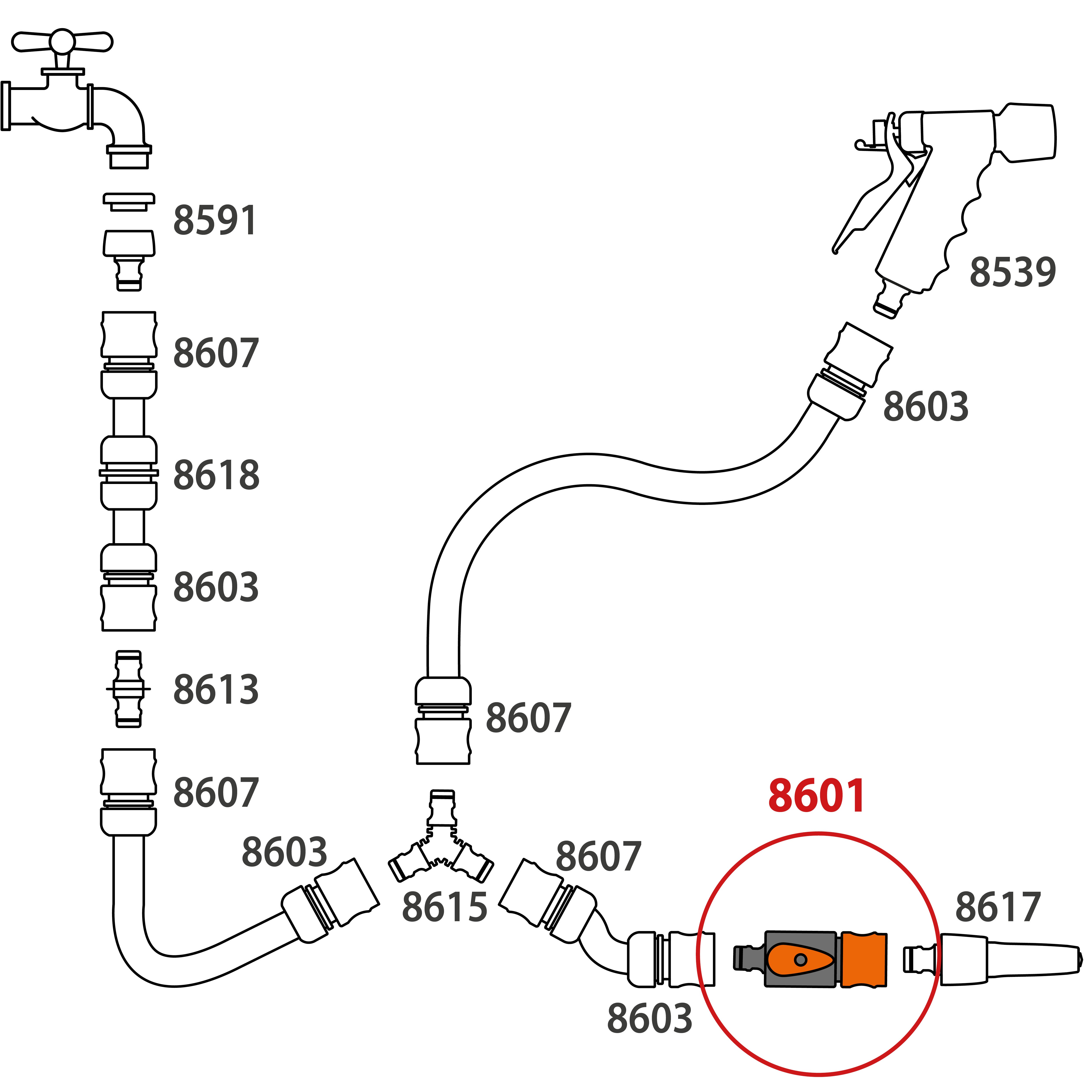 Raccordo per rubinetto in abs CLABER 8601 1 via F - 5