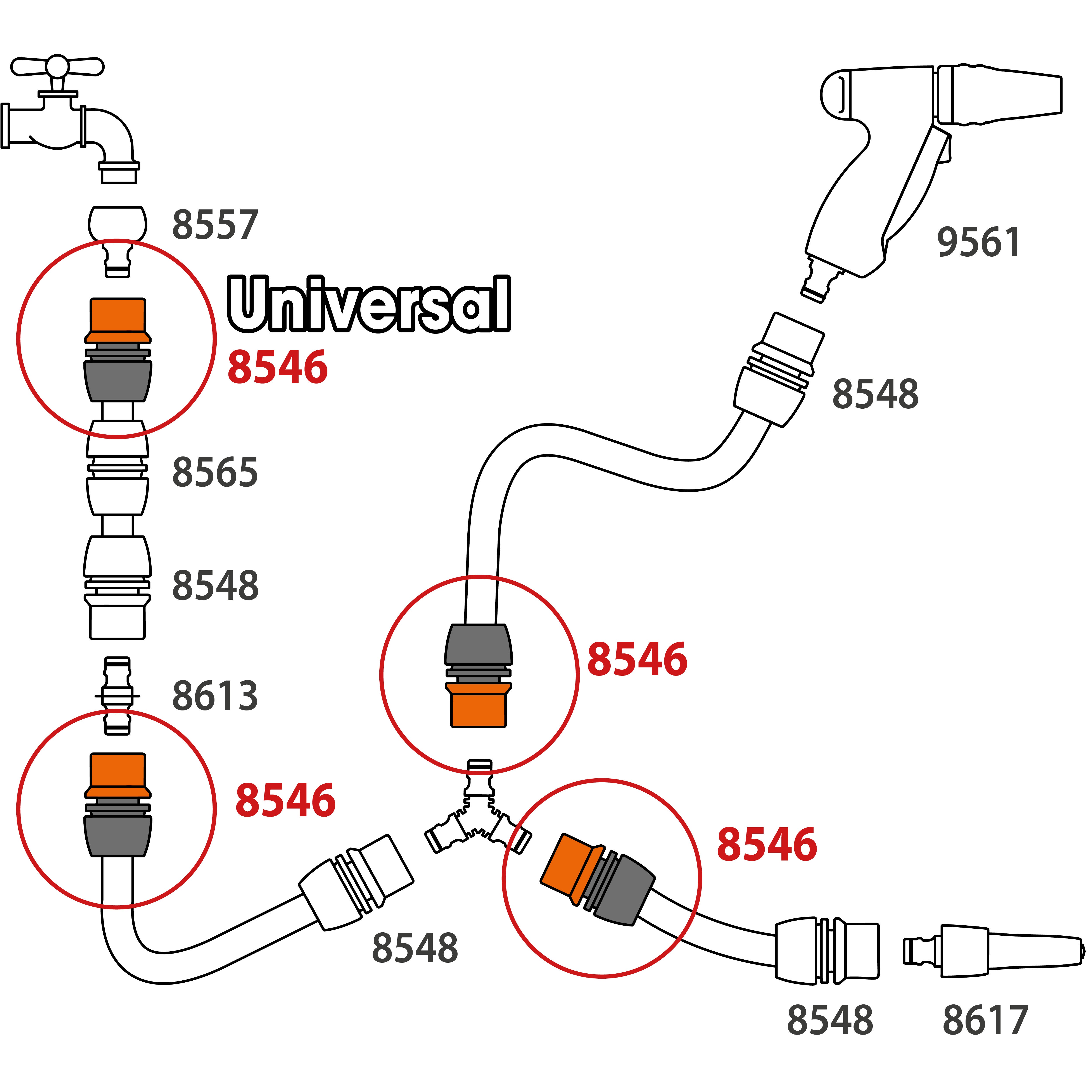 Raccordo automatico per tubi CLABER 8546  - 12.5 mm(3/4