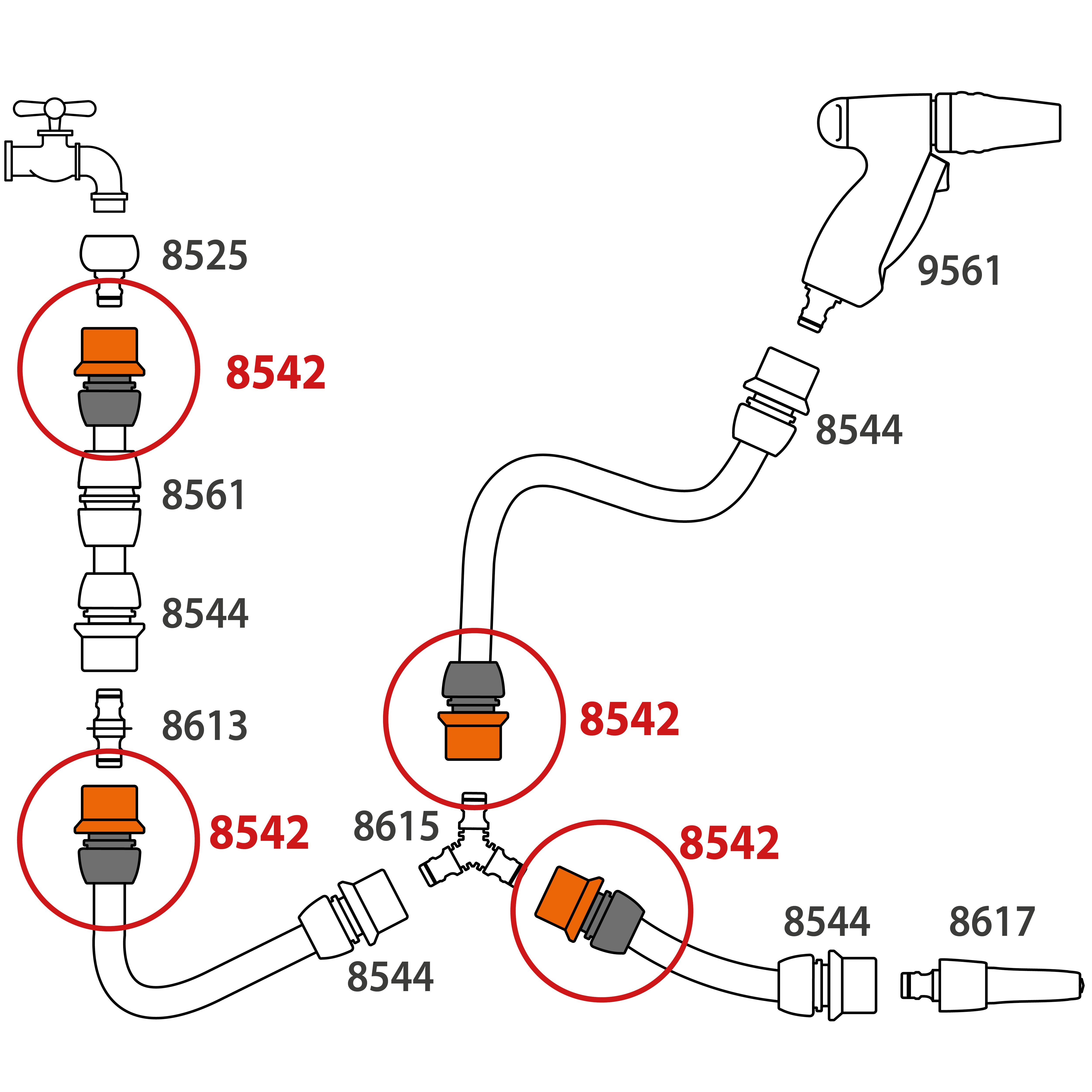 Raccordo automatico per tubi CLABER 8542 (1/2