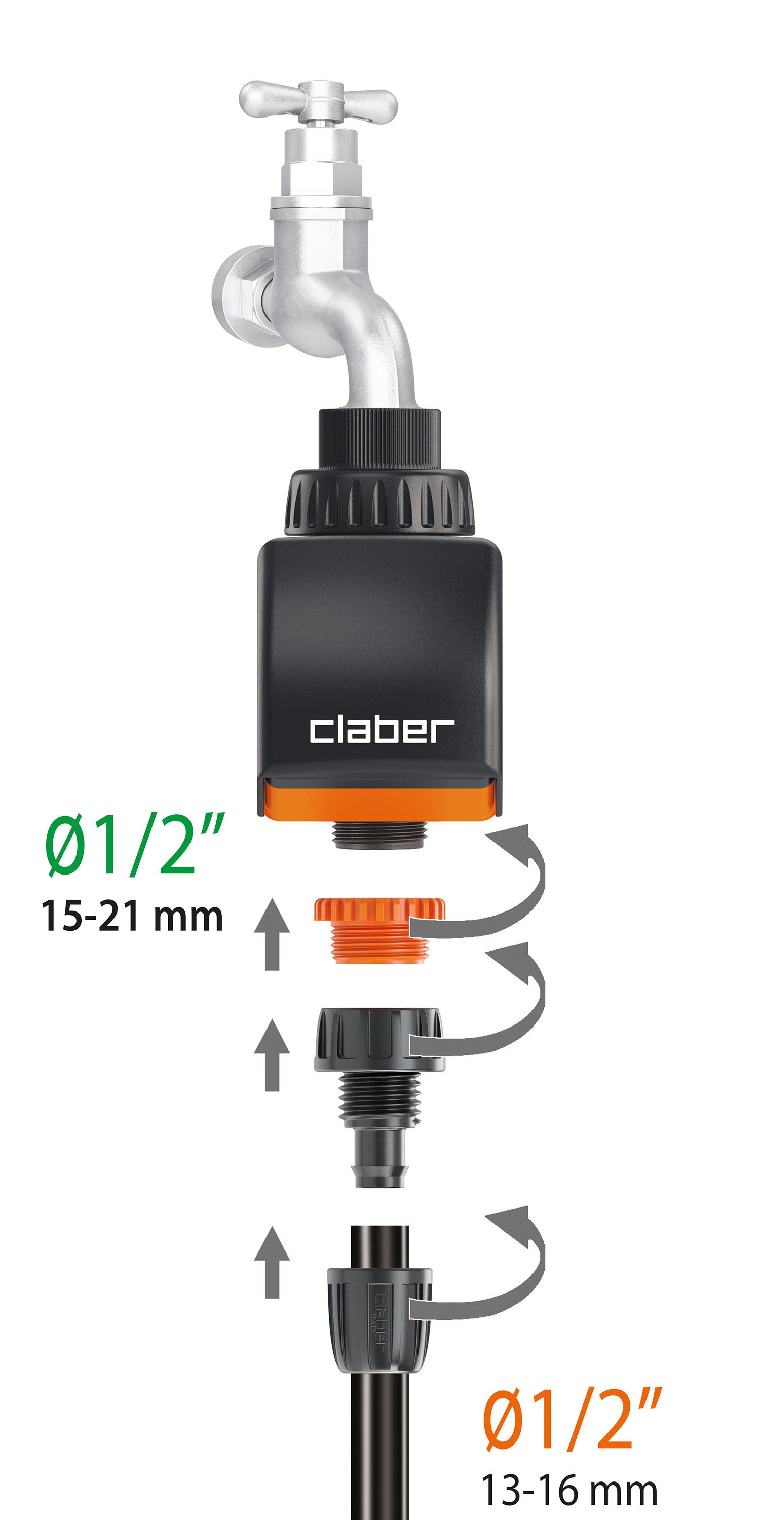 Raccordo dritto per irrigazione CLABER a gomito in abs adatto a tubi di ⌀ 16 mm - 4