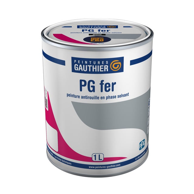 Peinture fer alkyde anti-rouille demi-brillant noir  1 L - GAUTHIER 