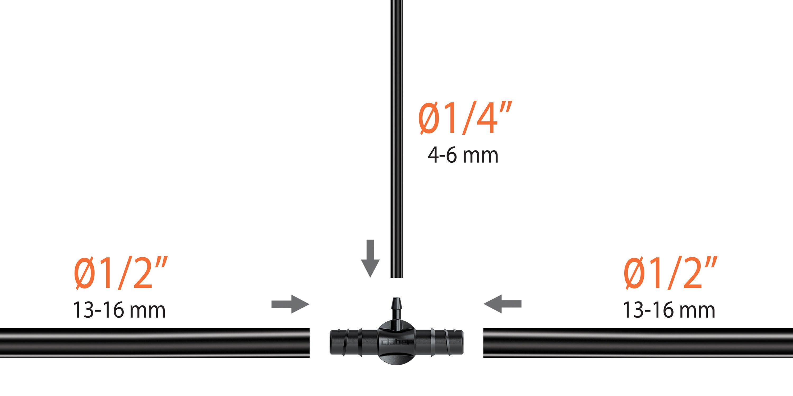 Raccordo a T per irrigazione CLABER in abs adatto a tubi di ⌀ 16 mm, 2 pezzi - 5