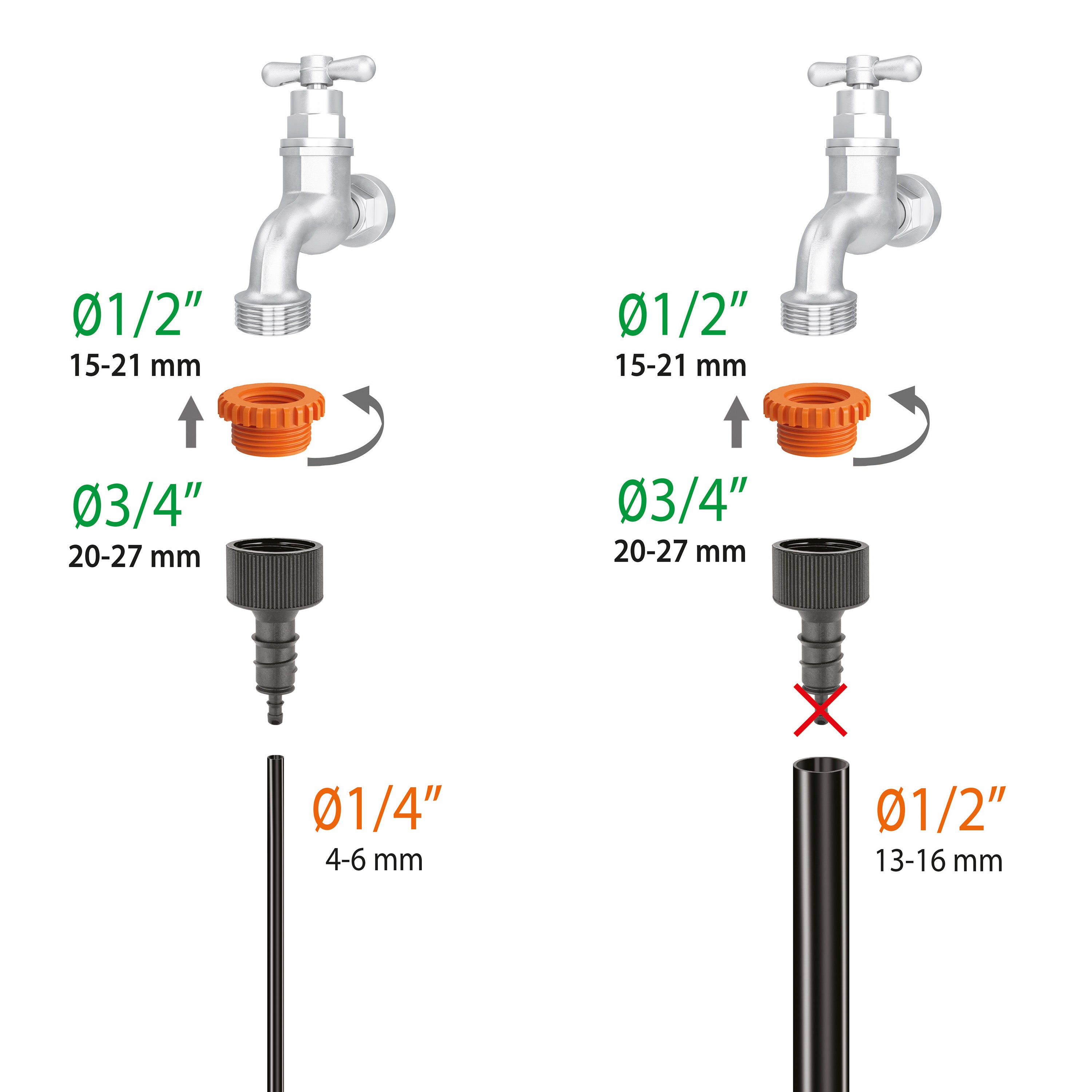 Adattatore per rubinetto per irrigazione CLABER in abs adatto a tubi di ⌀ 16 mm - 4