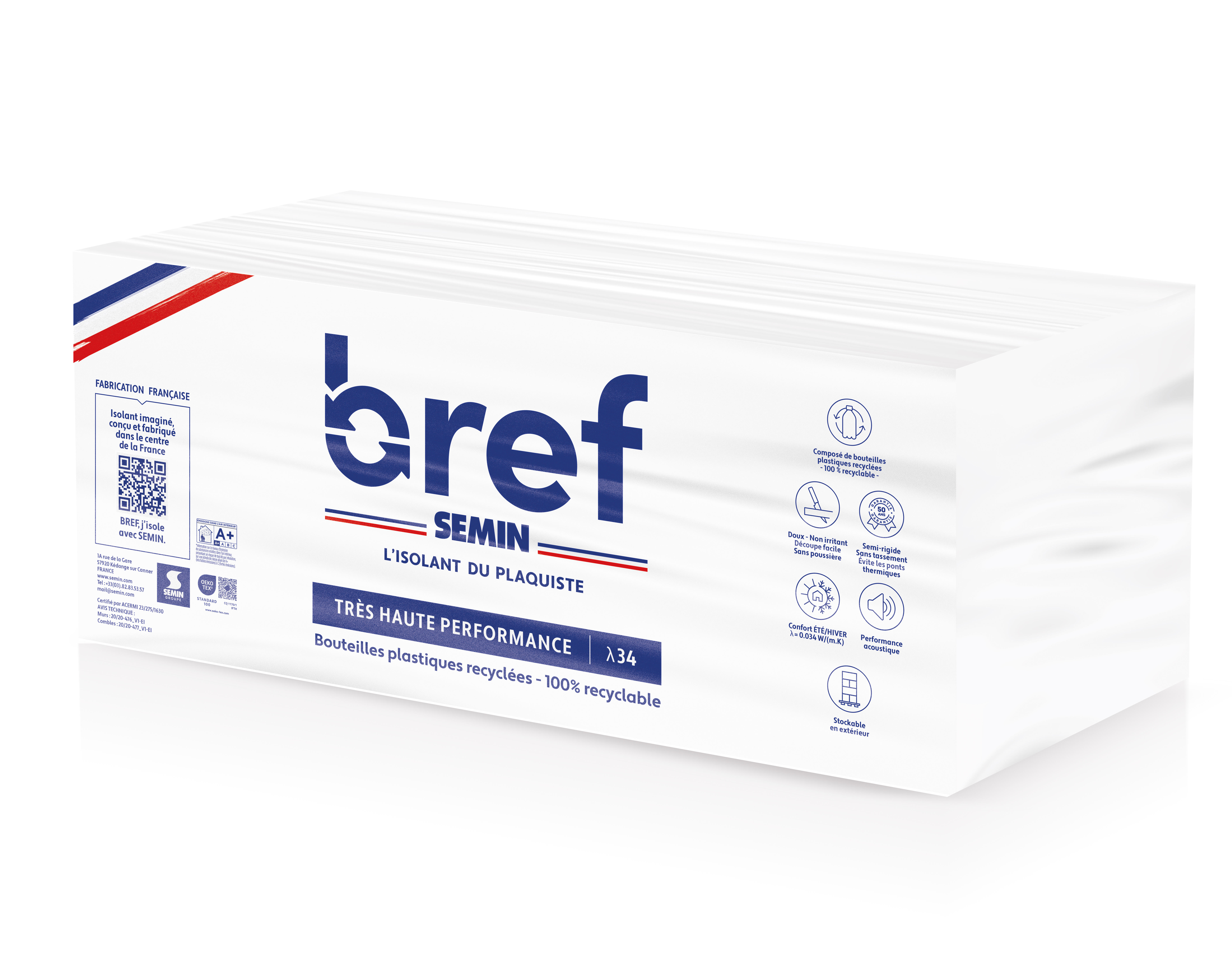 Rouleau isolant en plastique recyclé nu Ep.105 mm L.1,80 x l.0,90 m - BREF SEMIN - 6