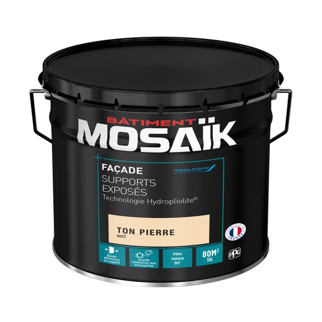 Peinture façade D2 hydropliolite supports exposés mat ton pierre 10 L - MOSAÏK