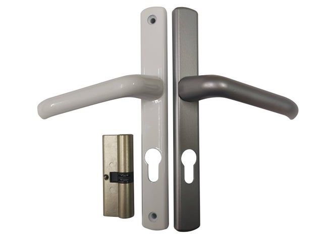 Poignée en aluminium bicolore anthracite / blanc et barillet