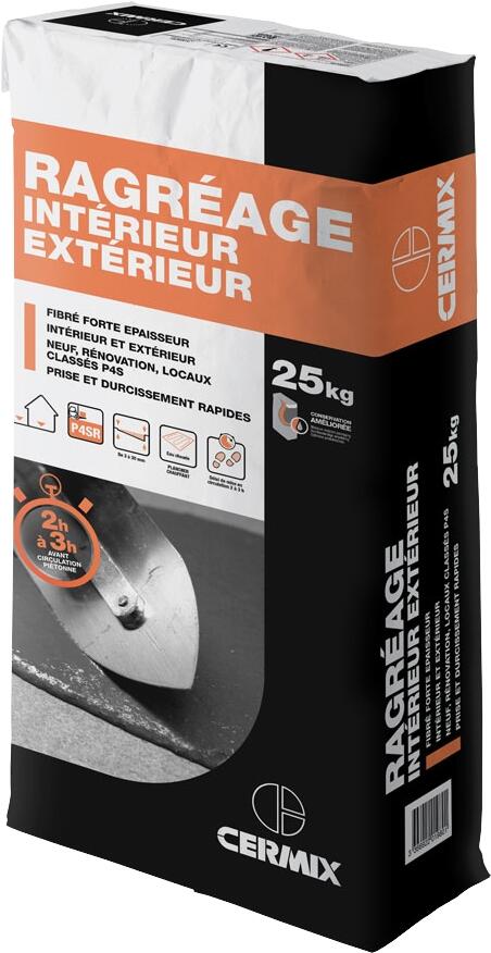 Ragréage fibré P4S intérieur & extérieur 25 kg - CERMIX