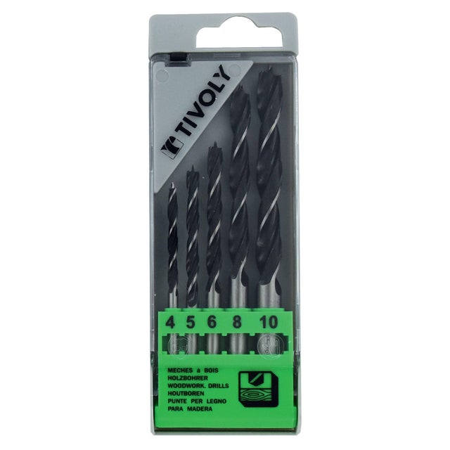 Coffret de 5 mèches à bois Diam.4 à 10 mm - TIVOLY