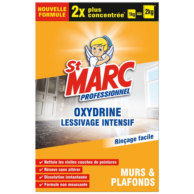 Lessive en poudre lessivage intensif 1 Kg = 2 Kg Oxydrine - SAINT MARC PRO