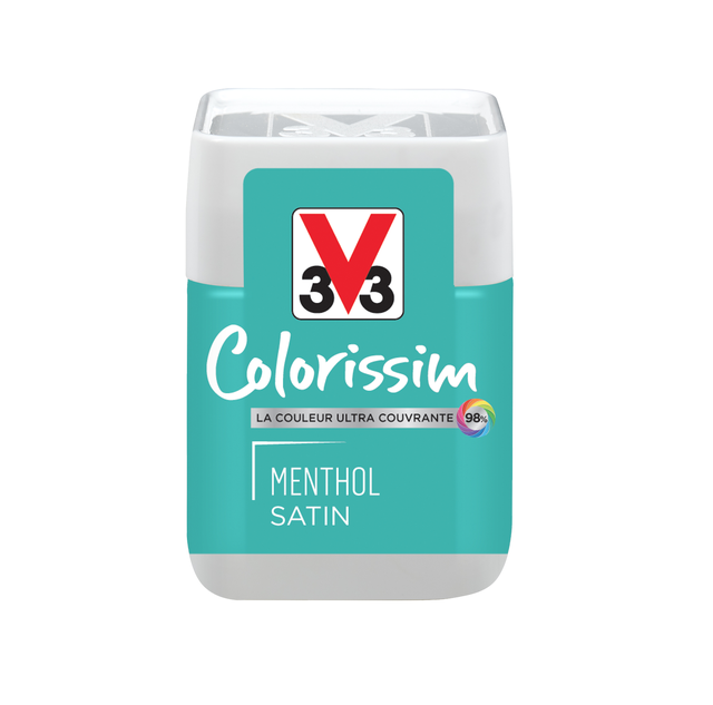 Peinture intérieure multi-supports testeur acrylique satin menthol 75 ml - V33 COLORISSIM