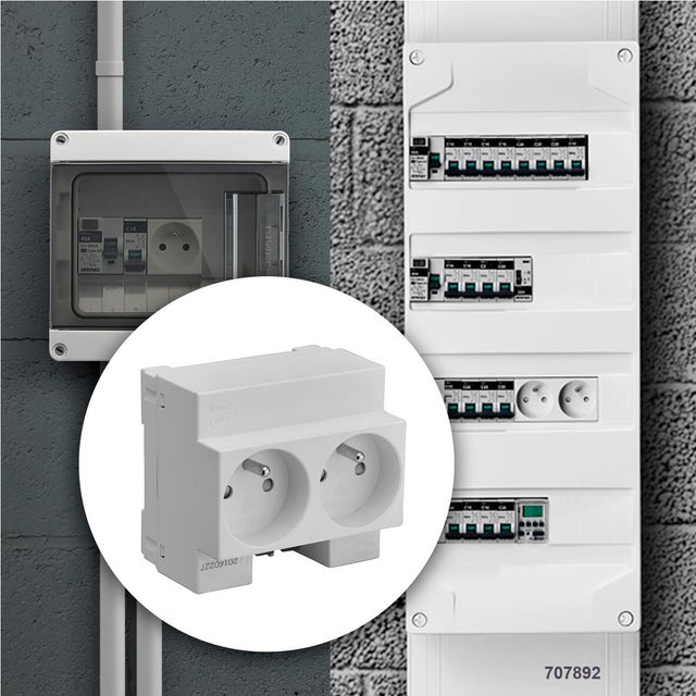 Double prise de courant 2P+T MODULAIRE 10/16A GRIS
