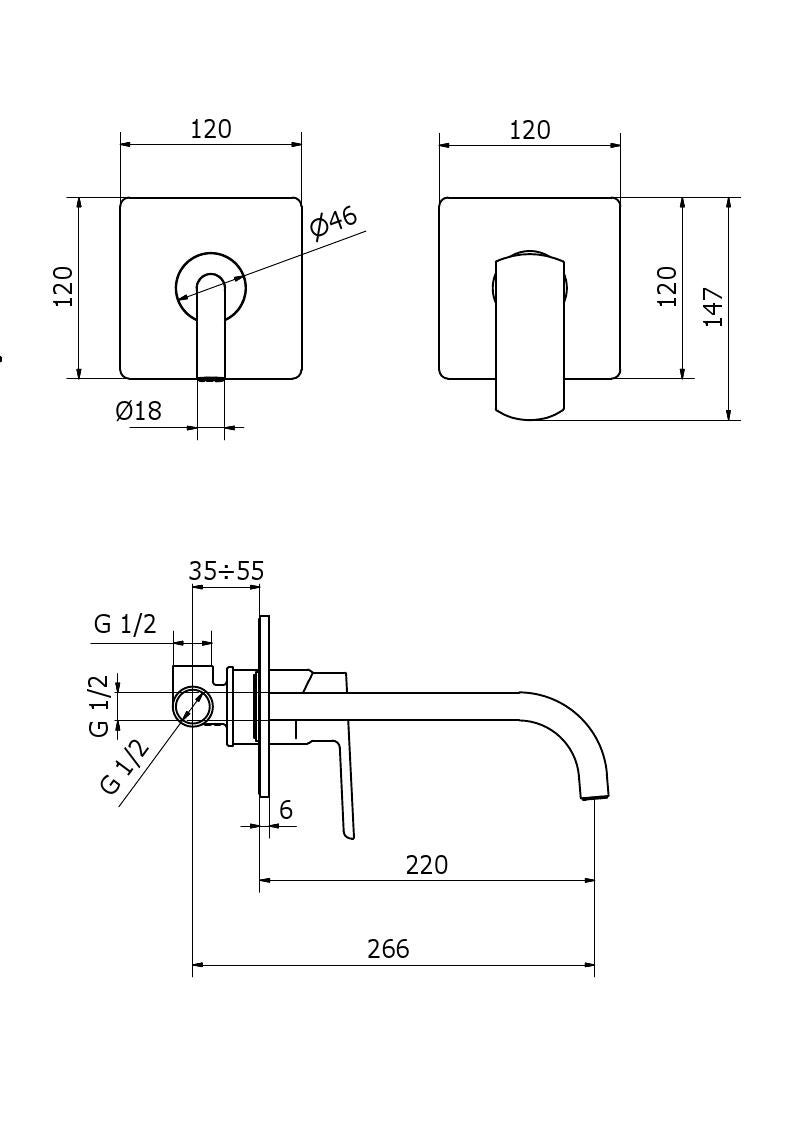Mitigeur de lavabo à encastrer noir mat Edge  - 2